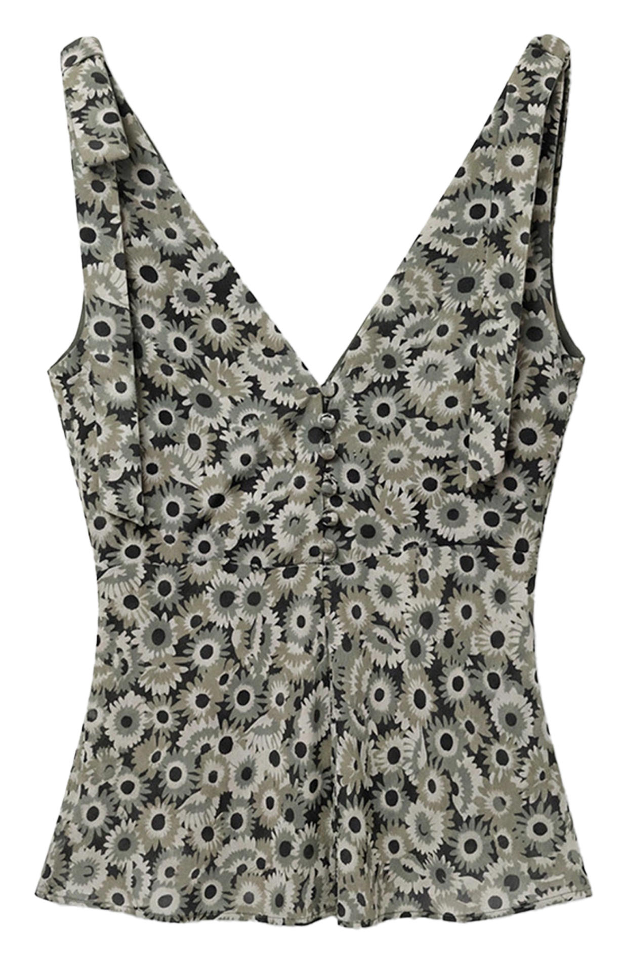 Floral printed V-neck tank top TARA JARMON Green