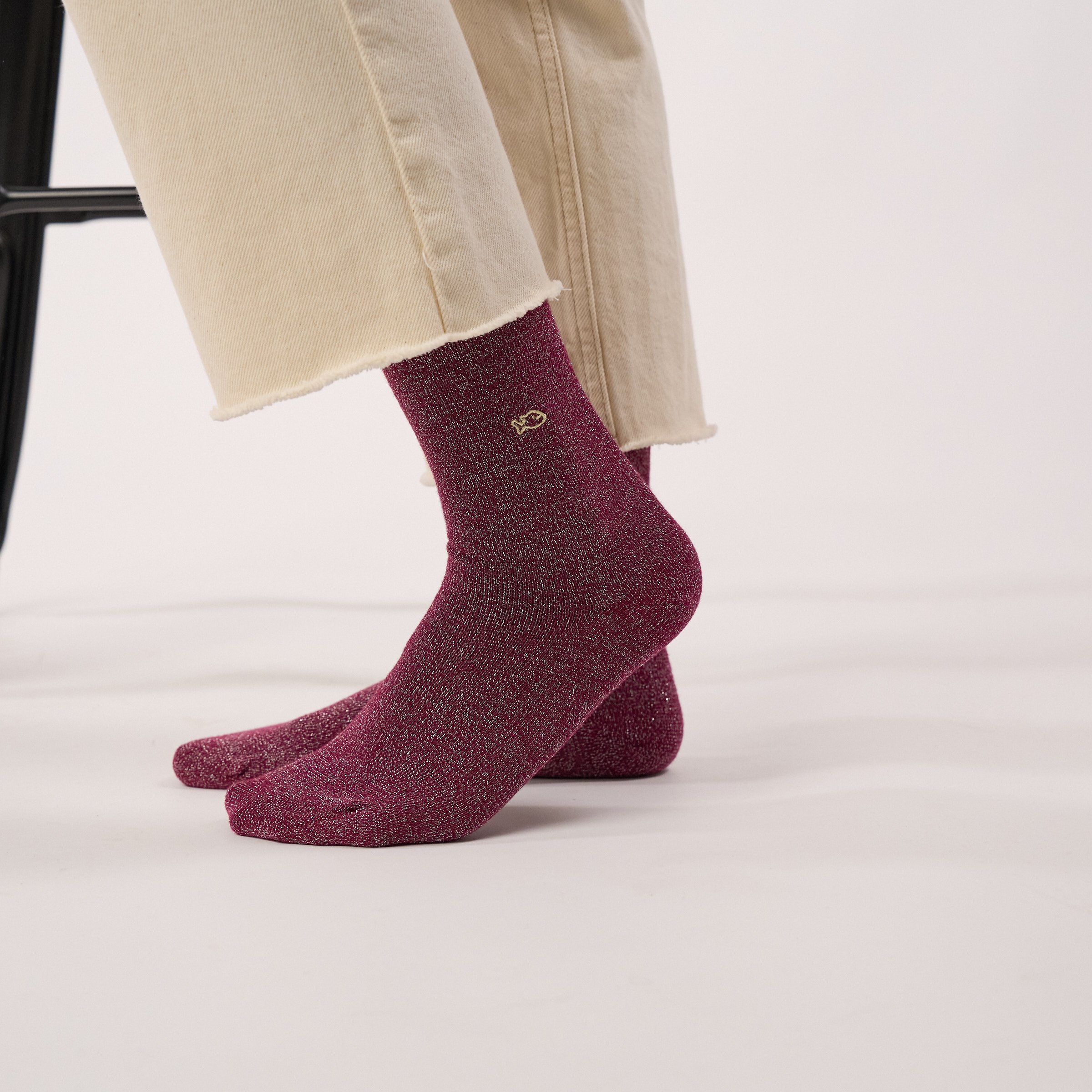 Solid Combed Cotton Glittery Socks | Purple BILLYBELT Women
