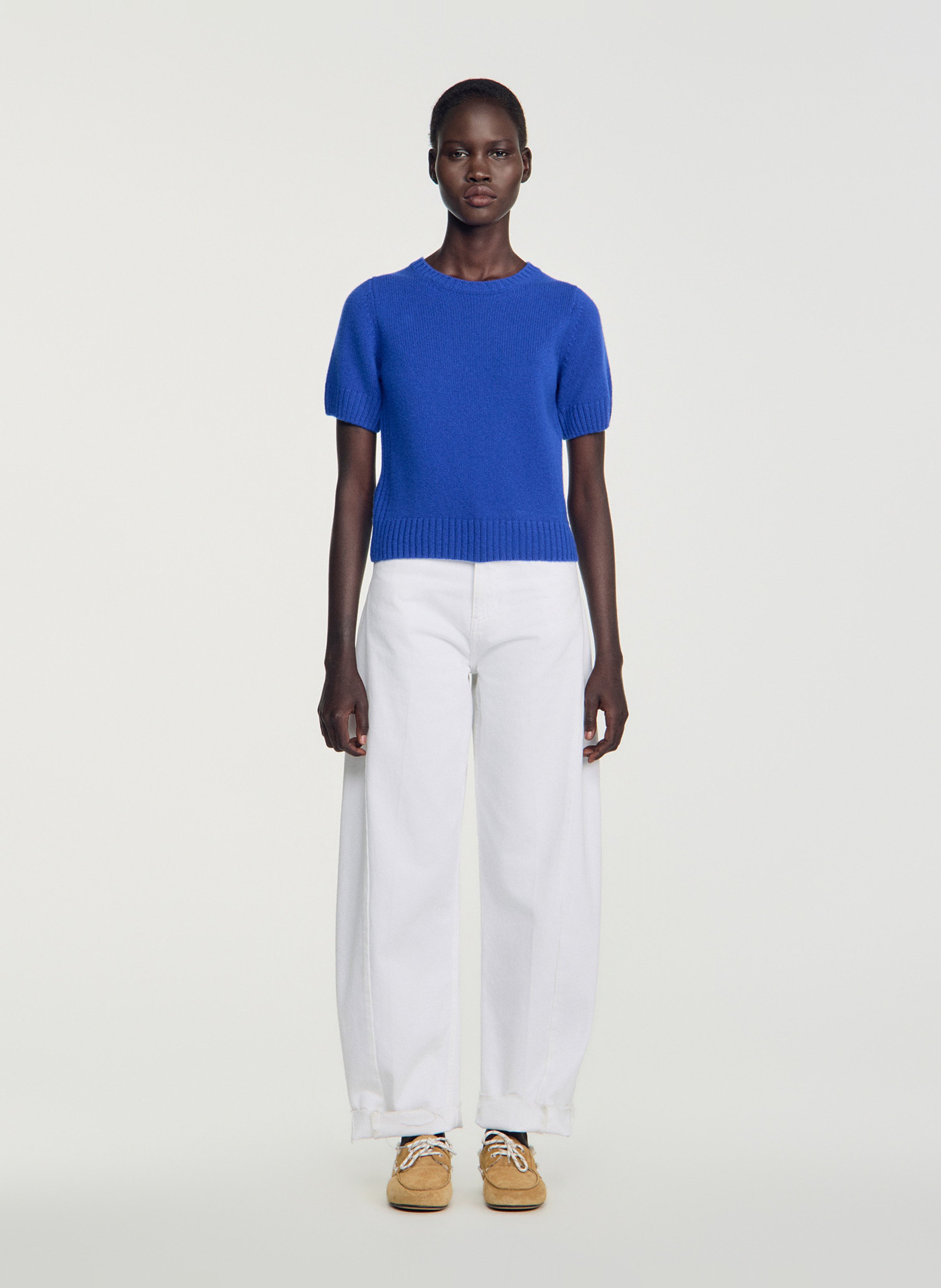 Pull droit en laine SANDRO Bleu