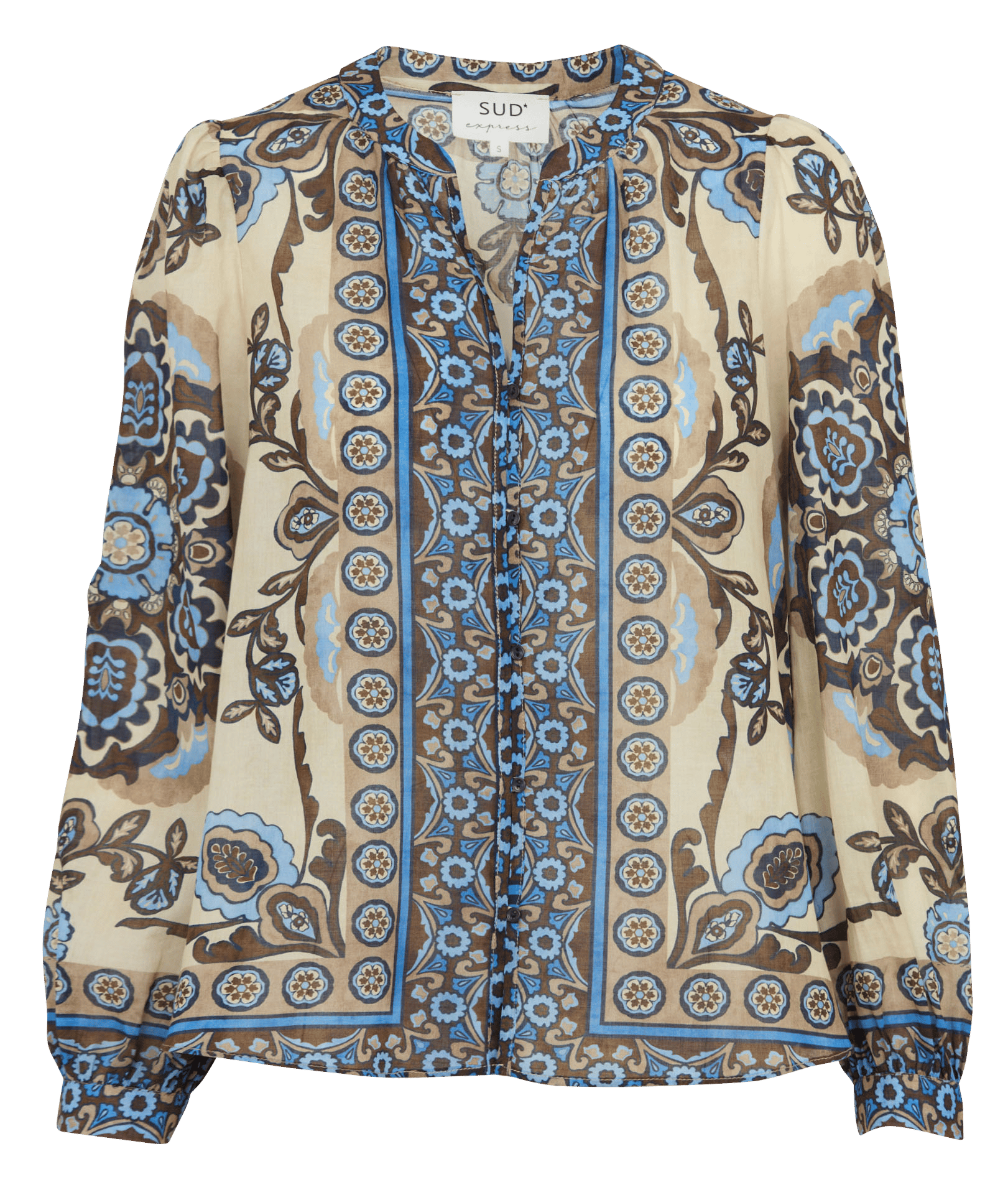 Gerade Bluse mit Baumwollmuster SUD EXPRESS Blau