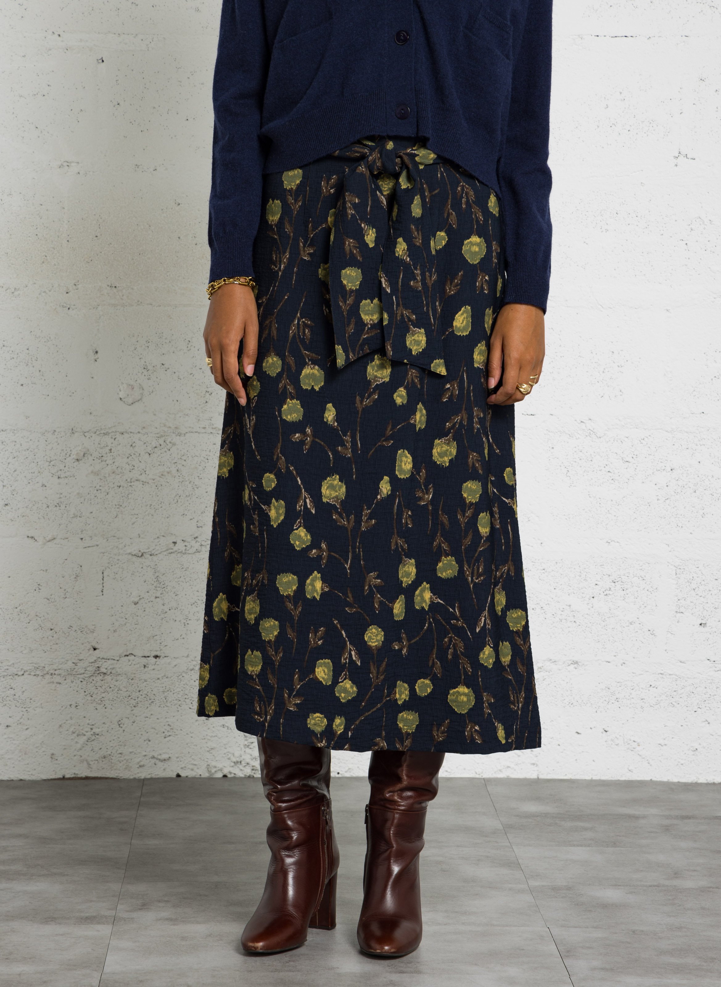 Rechte rok met bloemenprint NICE THINGS Blauw
