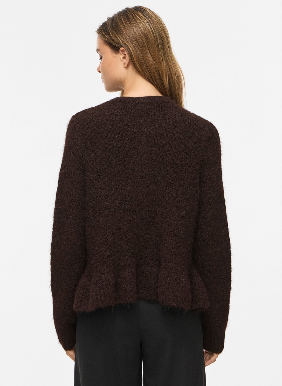 Vest met ronde hals en effen kleur met ruches VILA Bruin