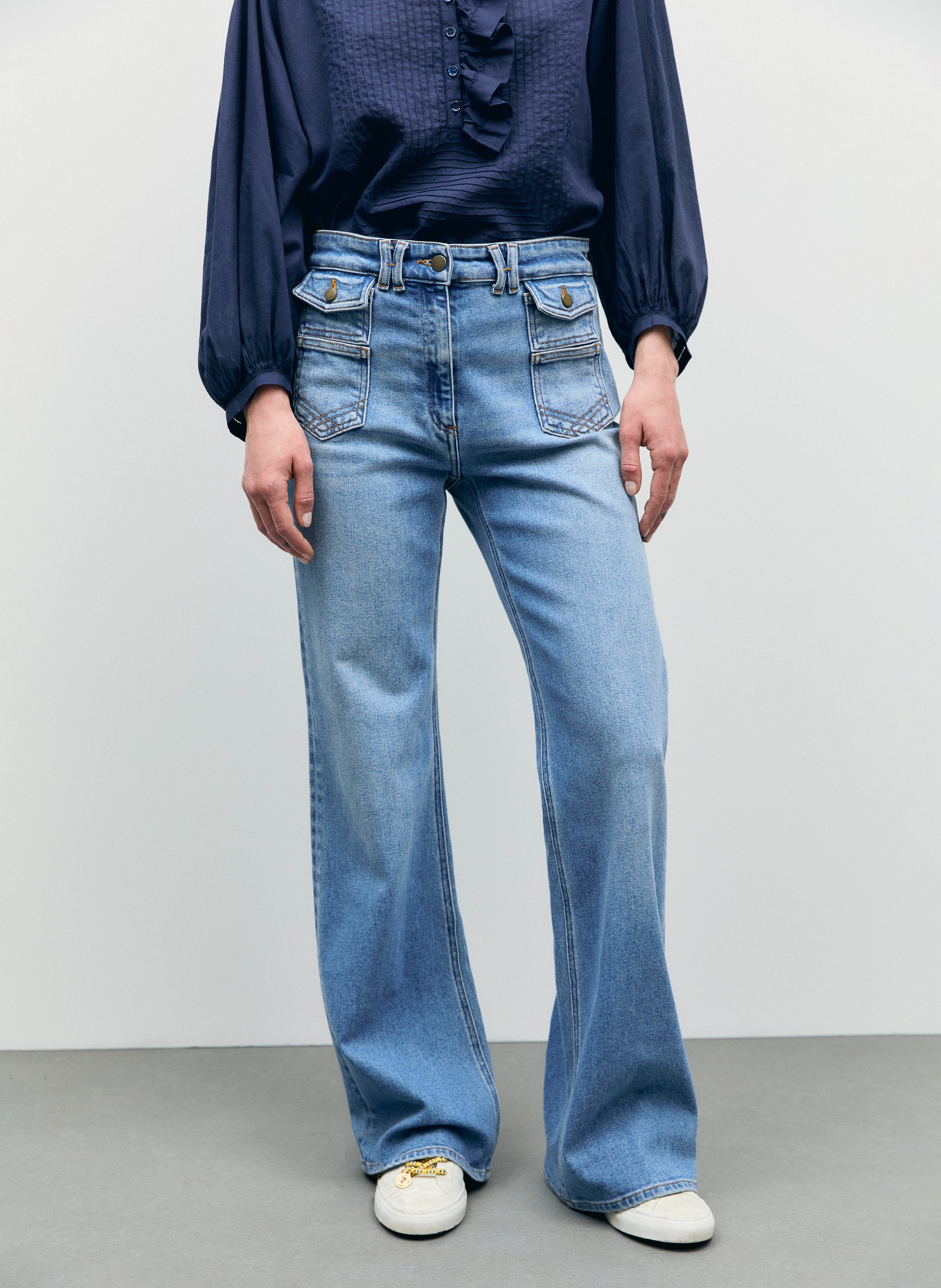 High-rise flared cotton-blend jeans GERARD DAREL Blue