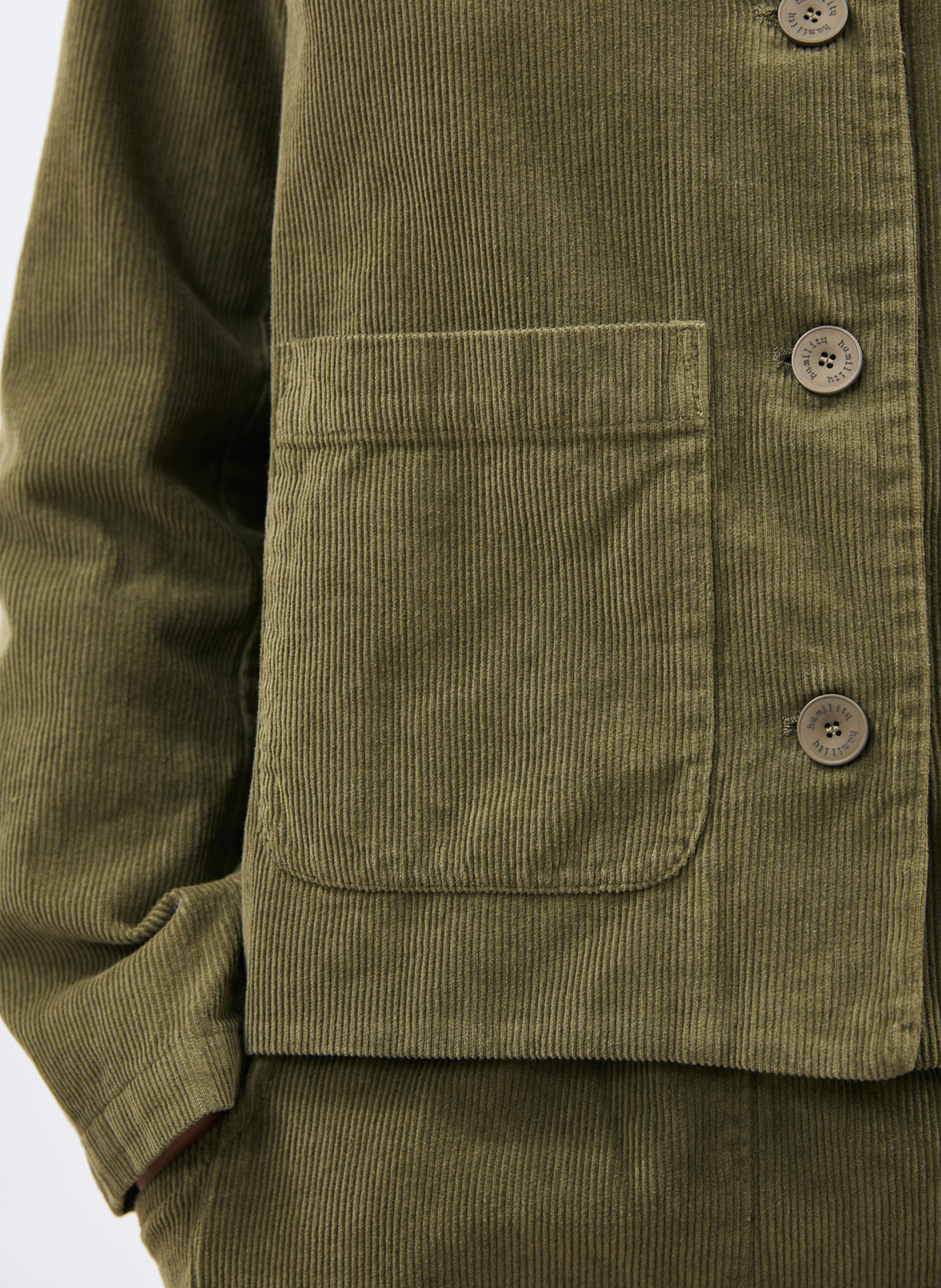 Veste droite velours côtelé en coton HUMILITY Vert