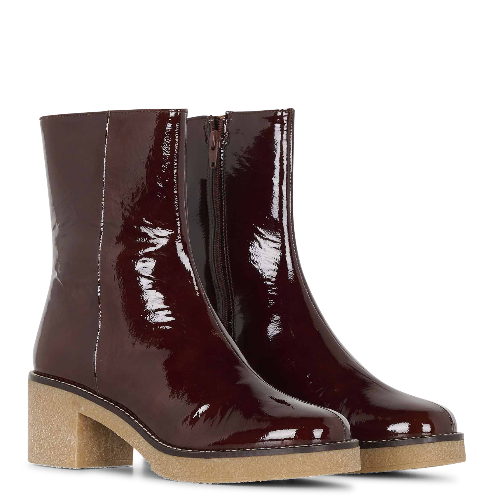 Bottines à talons en cuir verni PETITE MENDIGOTE Marron