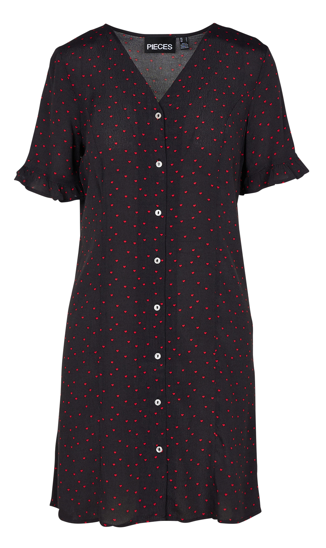 Printed viscose V-neck midi dress PIECES Black