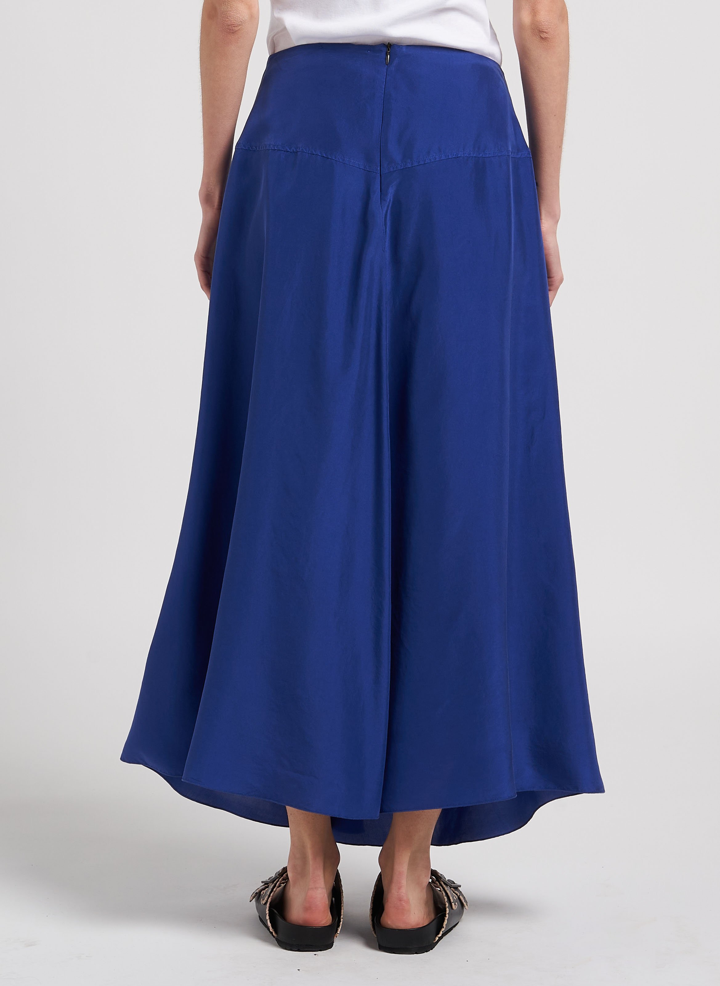Long silk skirt POMANDERE Blue