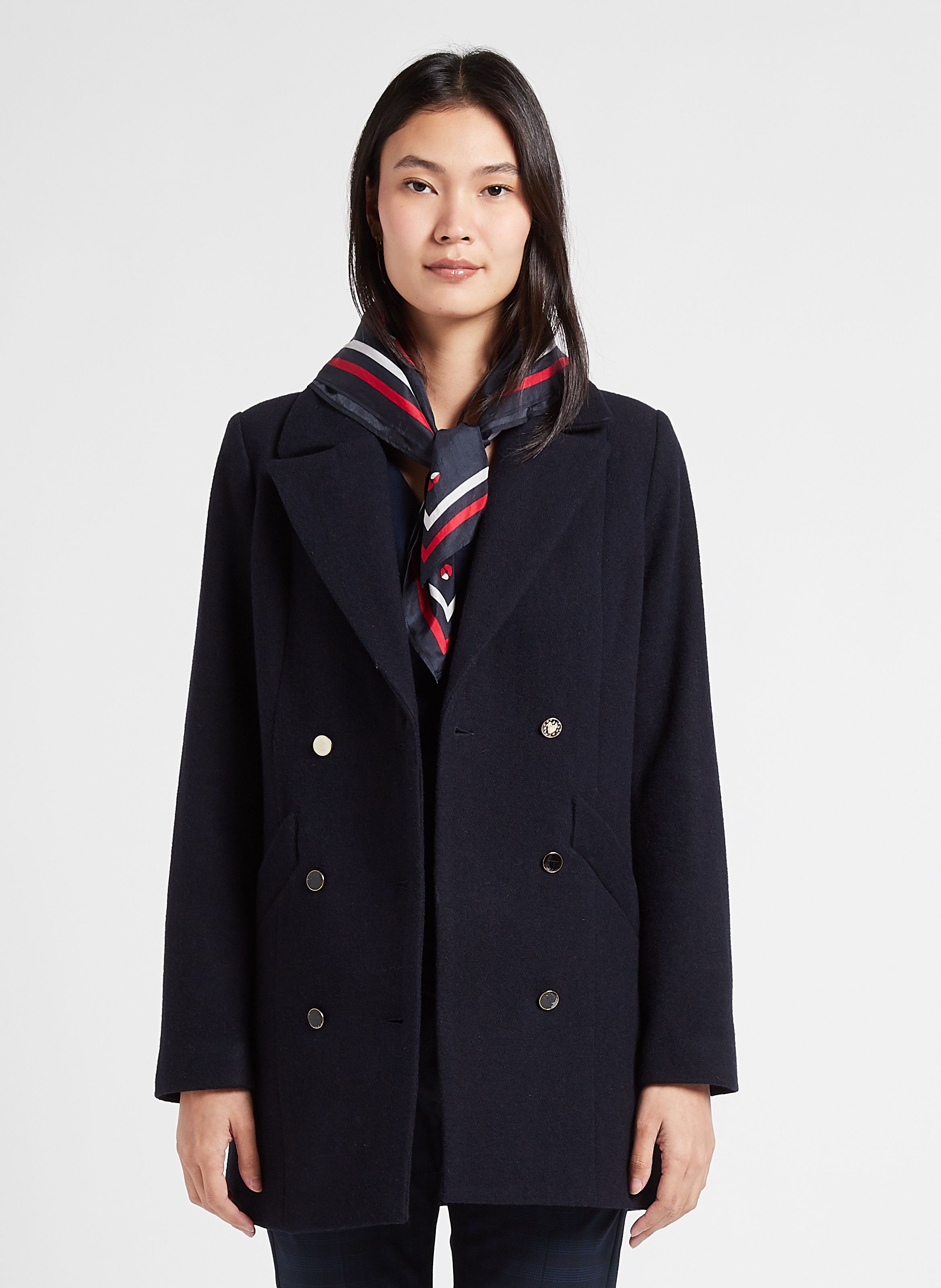 Manteau laine bleu marine femme new arrivals