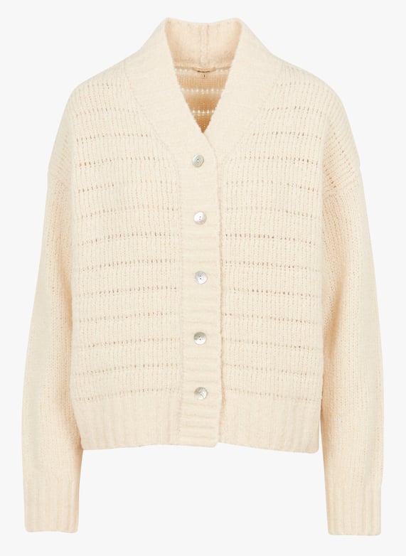 Wool-Blend v-Neck cardigan Ivory Bellerose Women Place des