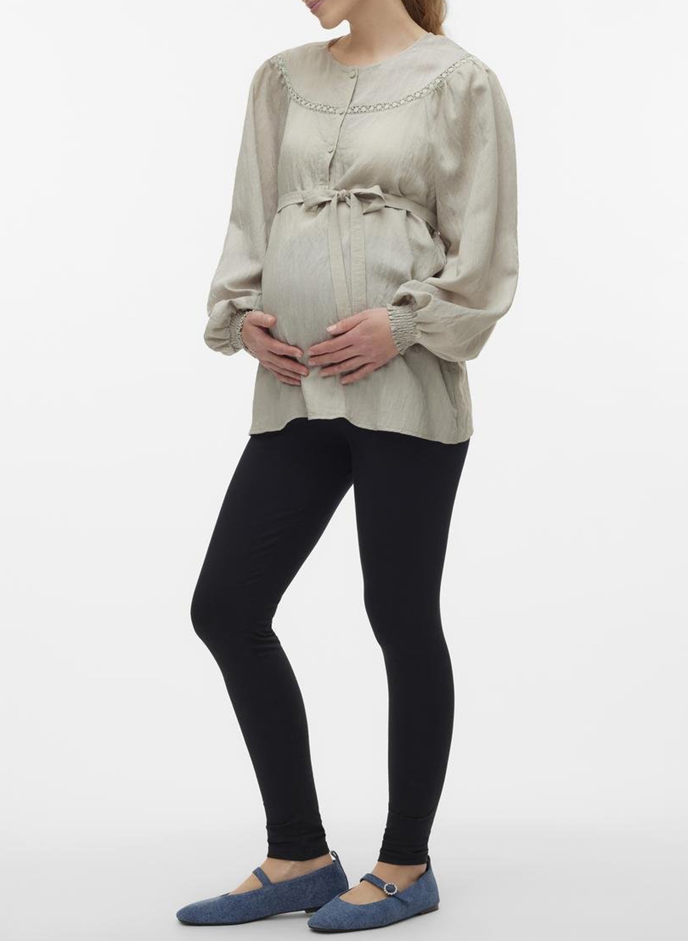 Blouse droite de grossesse col rond  MAMALICIOUS Gris