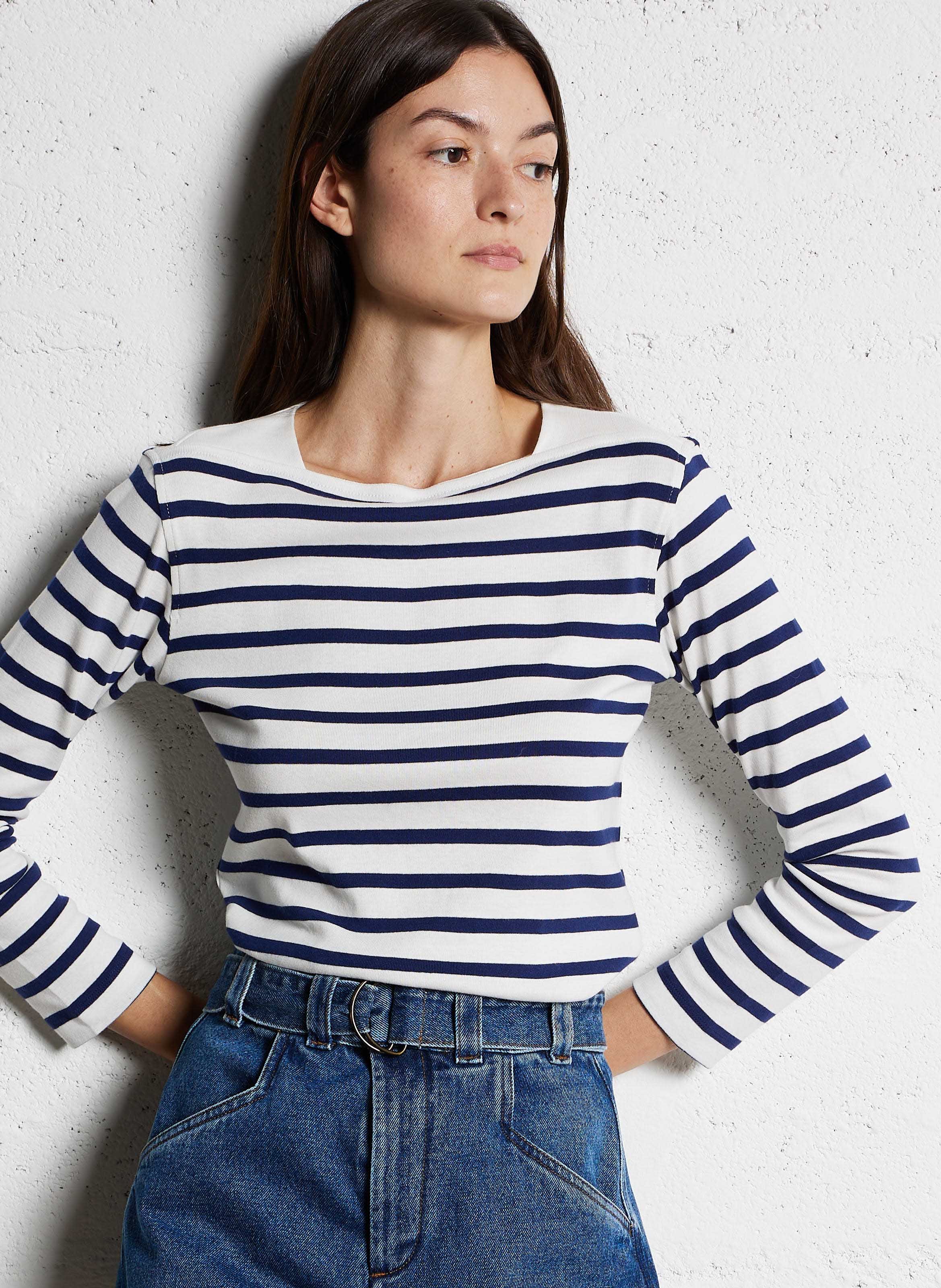 Marinière col bateau en coton SOEUR Bleu