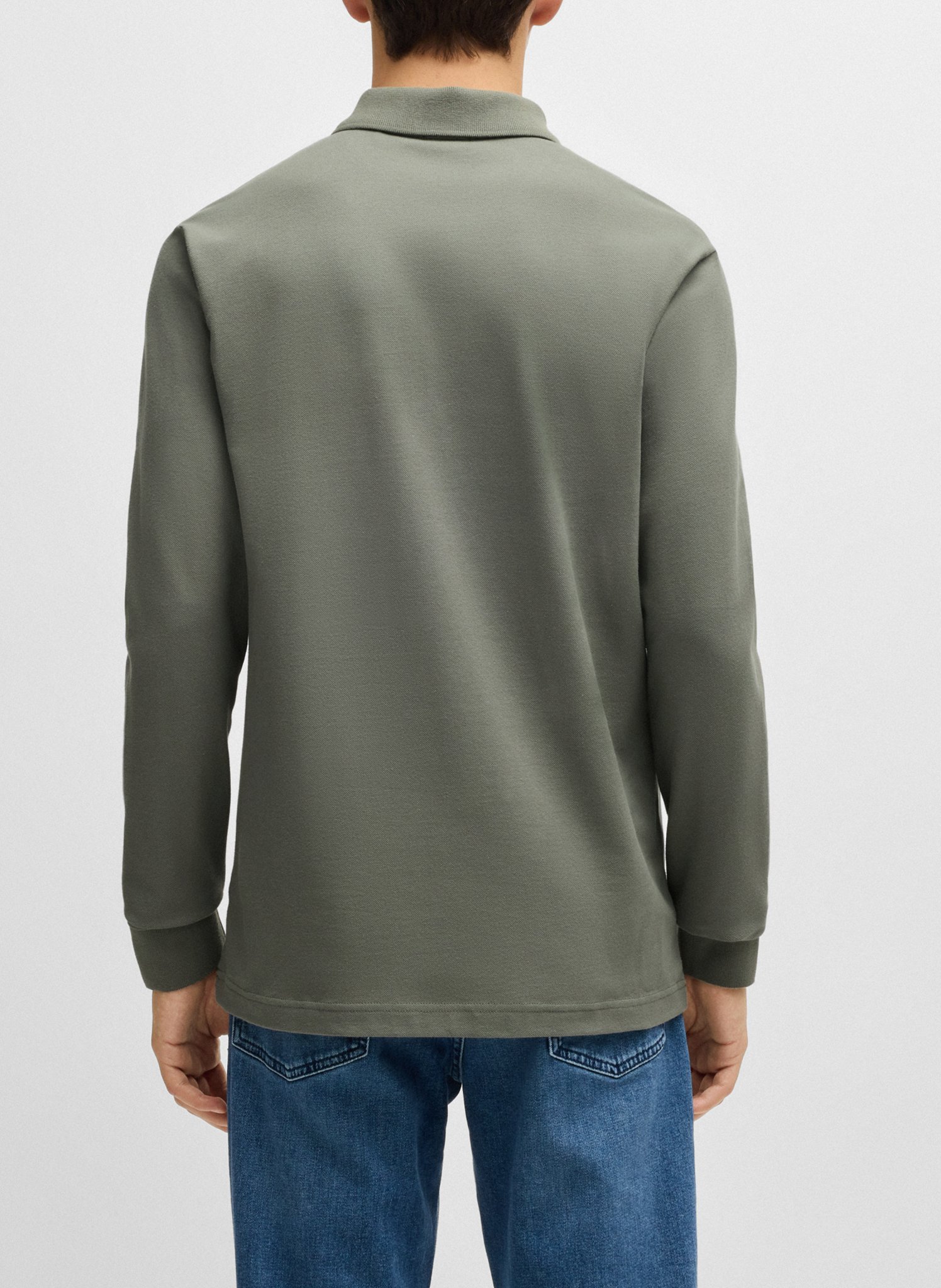 Polo à manches longues regular-fit en coton mélangé BOSS Argent