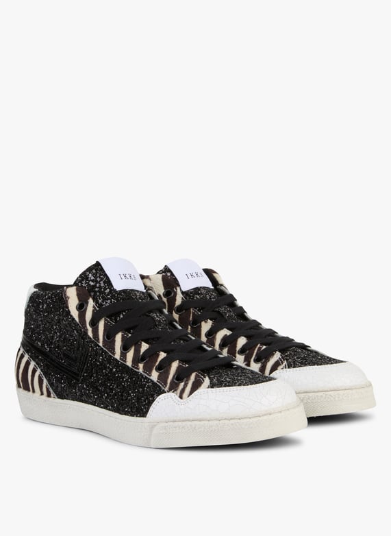 Baskets mi-Hautes en cuir Noir Ikks Femme Place des Tendances