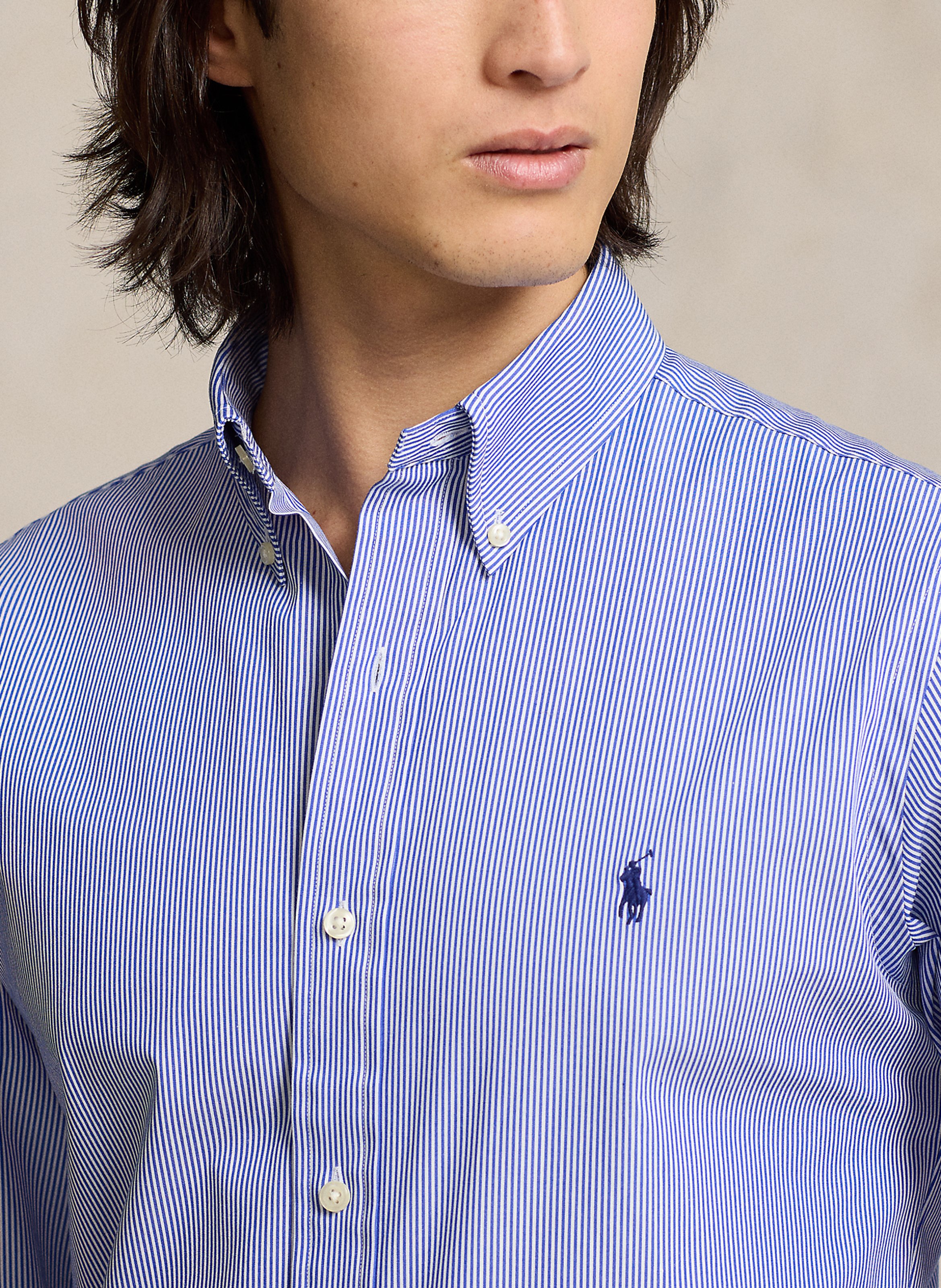 Hemd aus Baumwoll-Mix mit Button-down-Kragen POLO RALPH LAUREN Blau