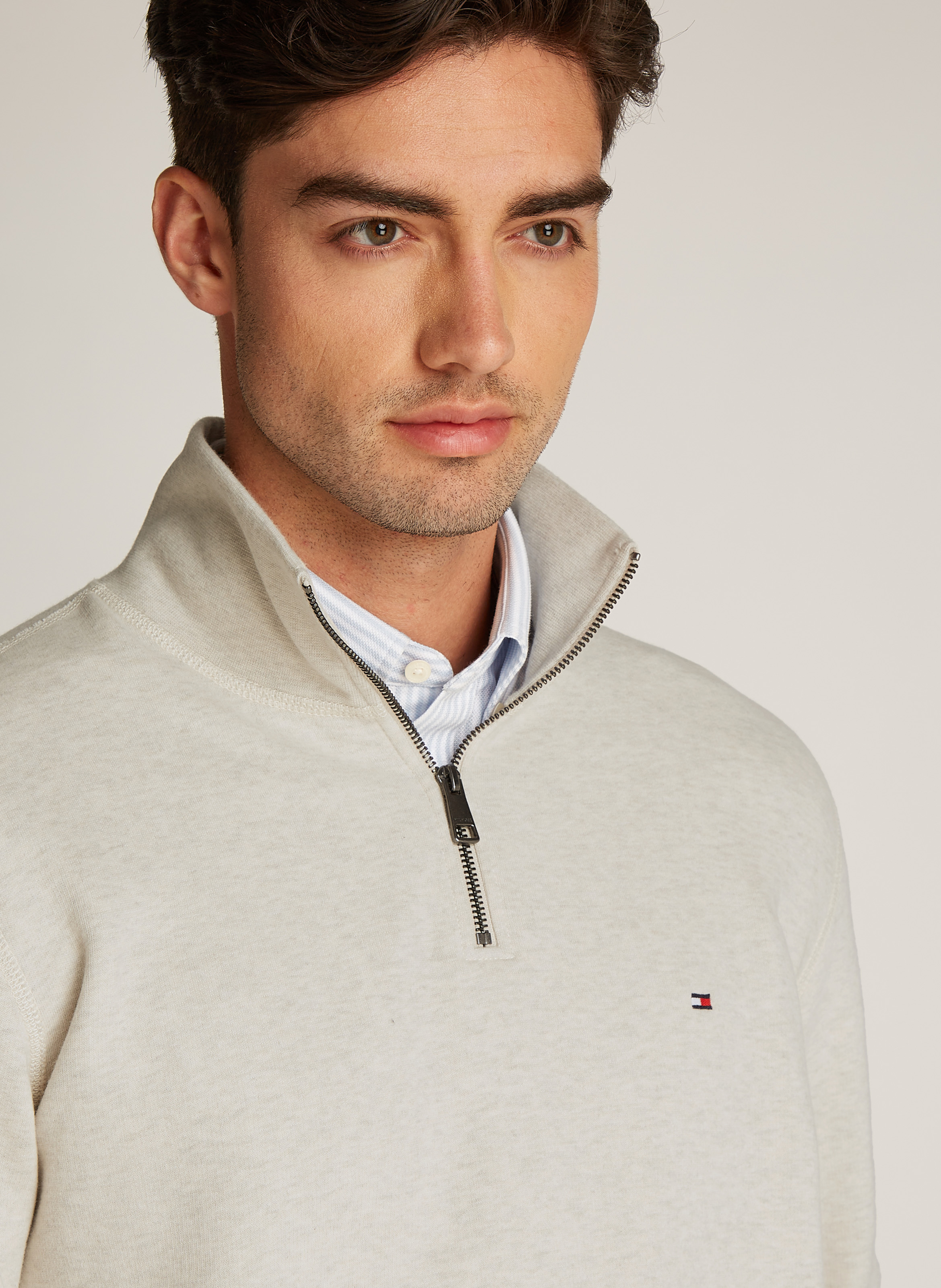 Cotton-blend high-neck jumper TOMMY HILFIGER Beige