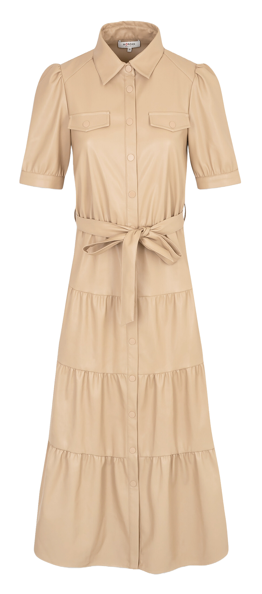 Long dress with classic collar MORGAN Brown