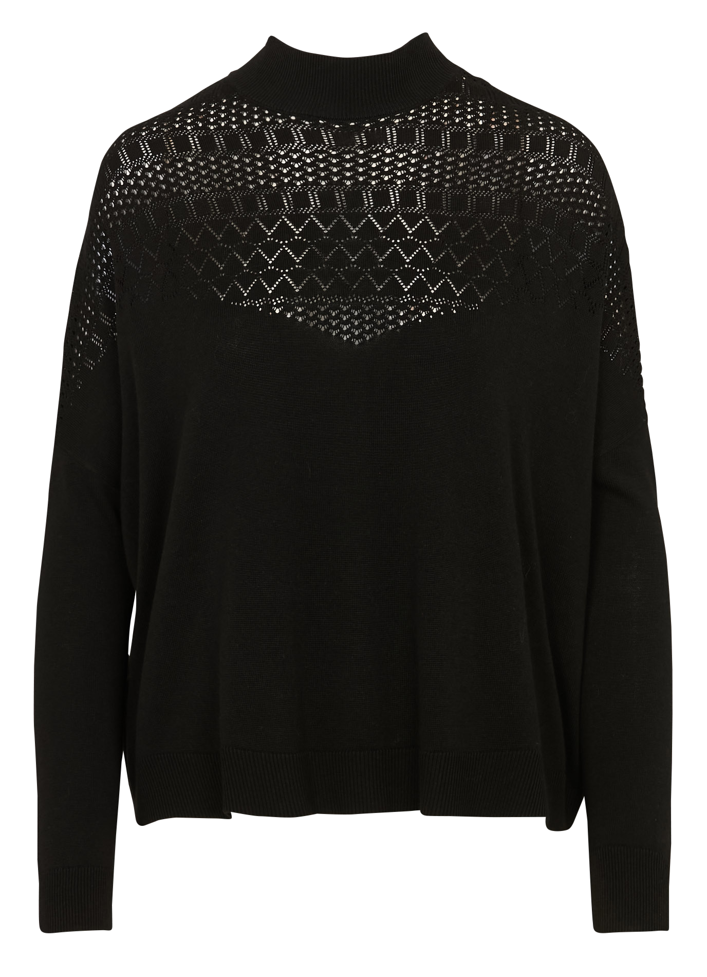 Long wool-blend knit cardigan I CODE Black