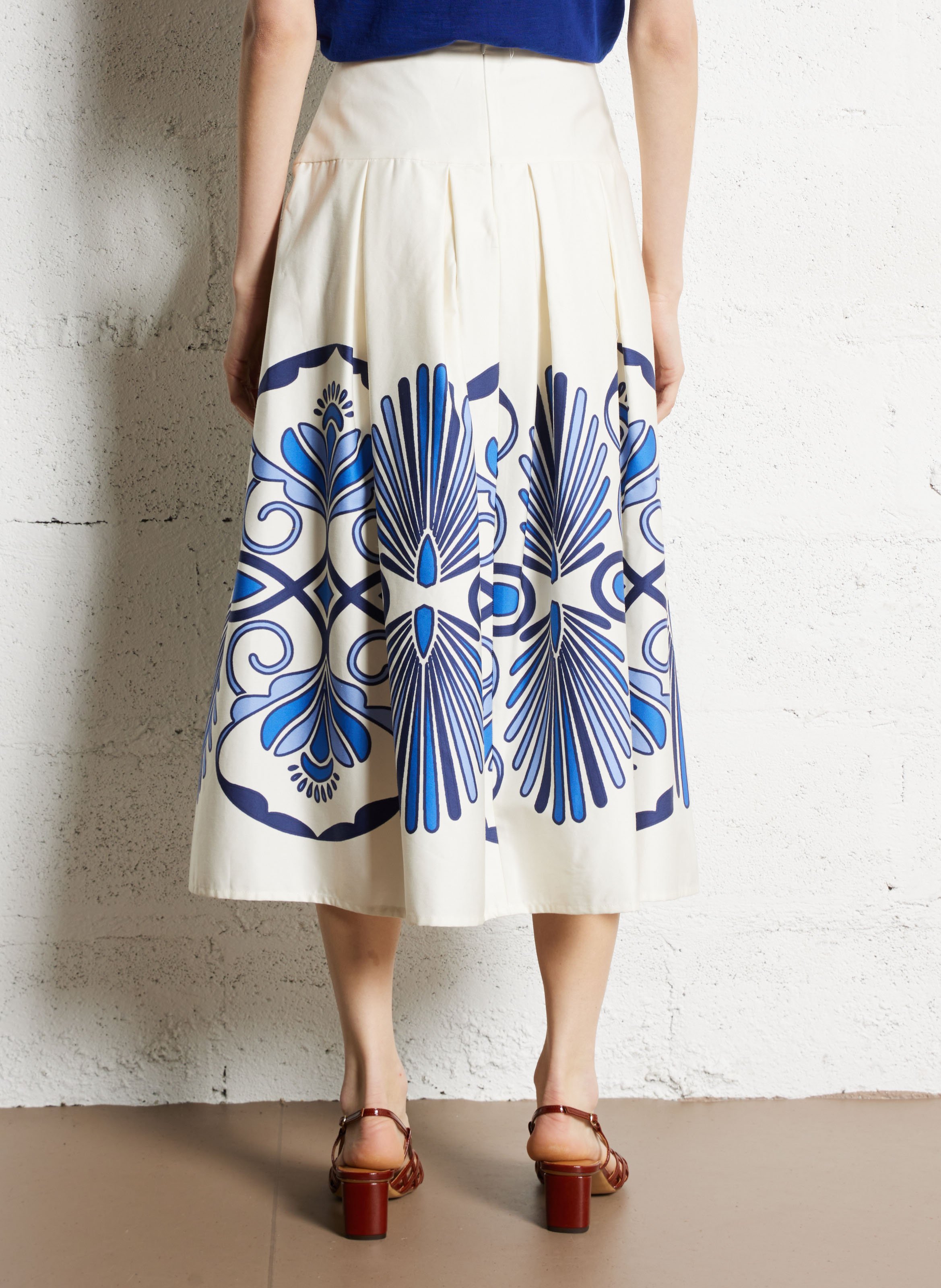 Jupe midi imprimée en coton SOPHIE+LUCIE Beige