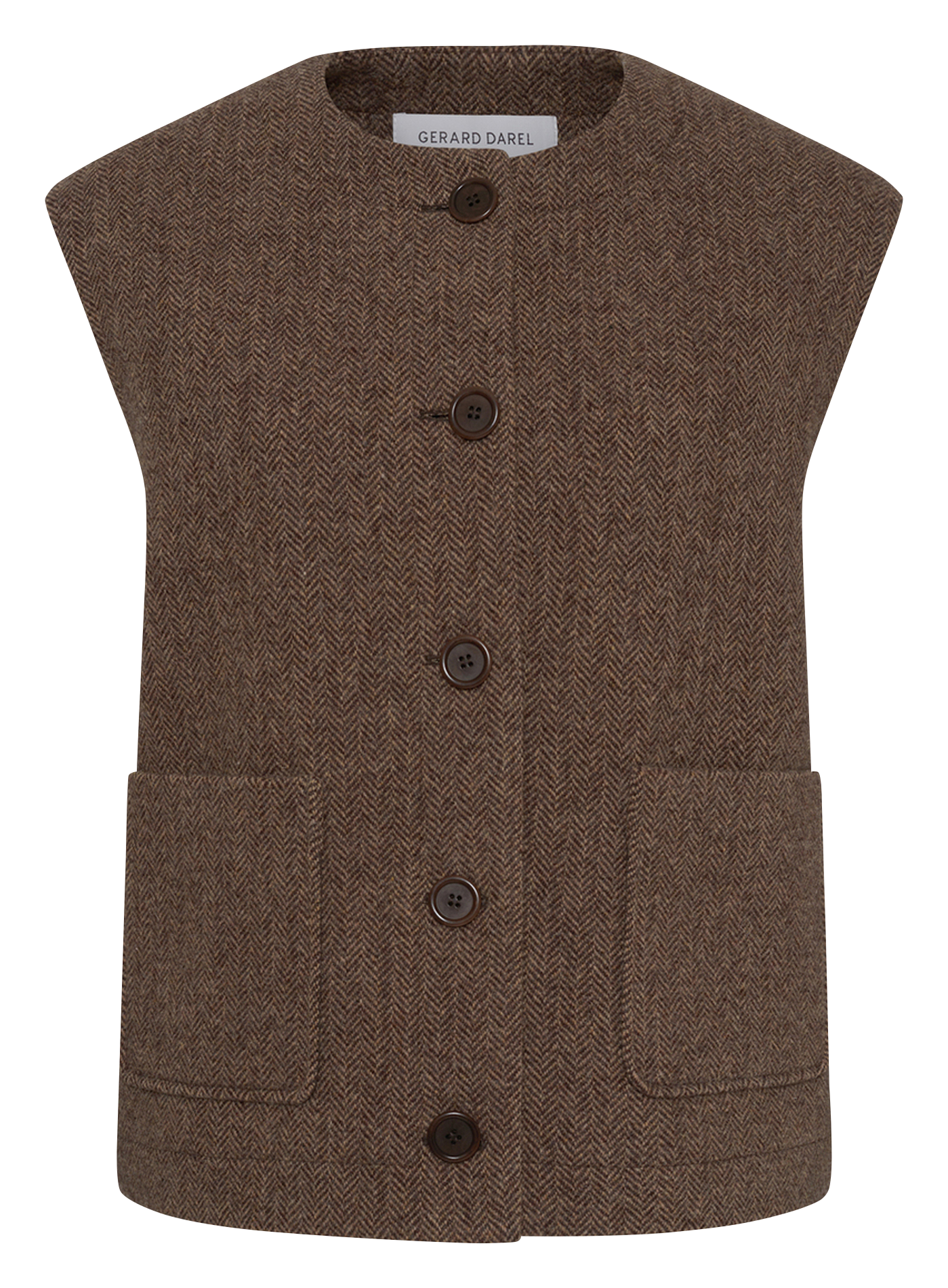 Straight round-neck wool cardigan GERARD DAREL Brown