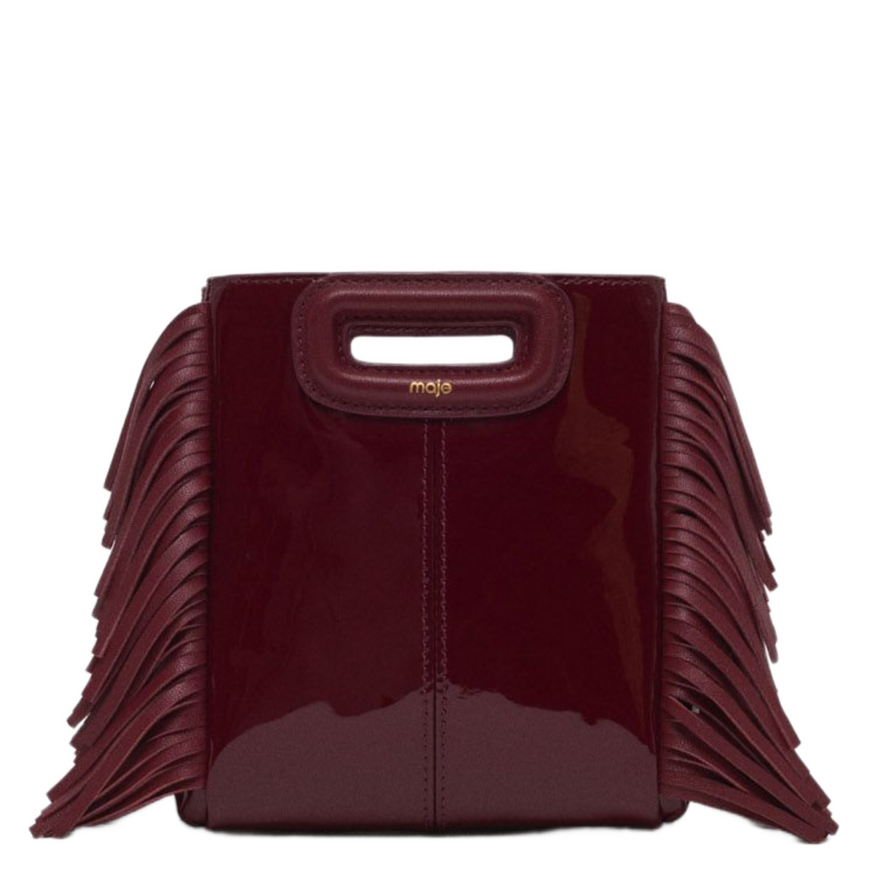 Sac bandoulière en cuir vernis MAJE Rouge