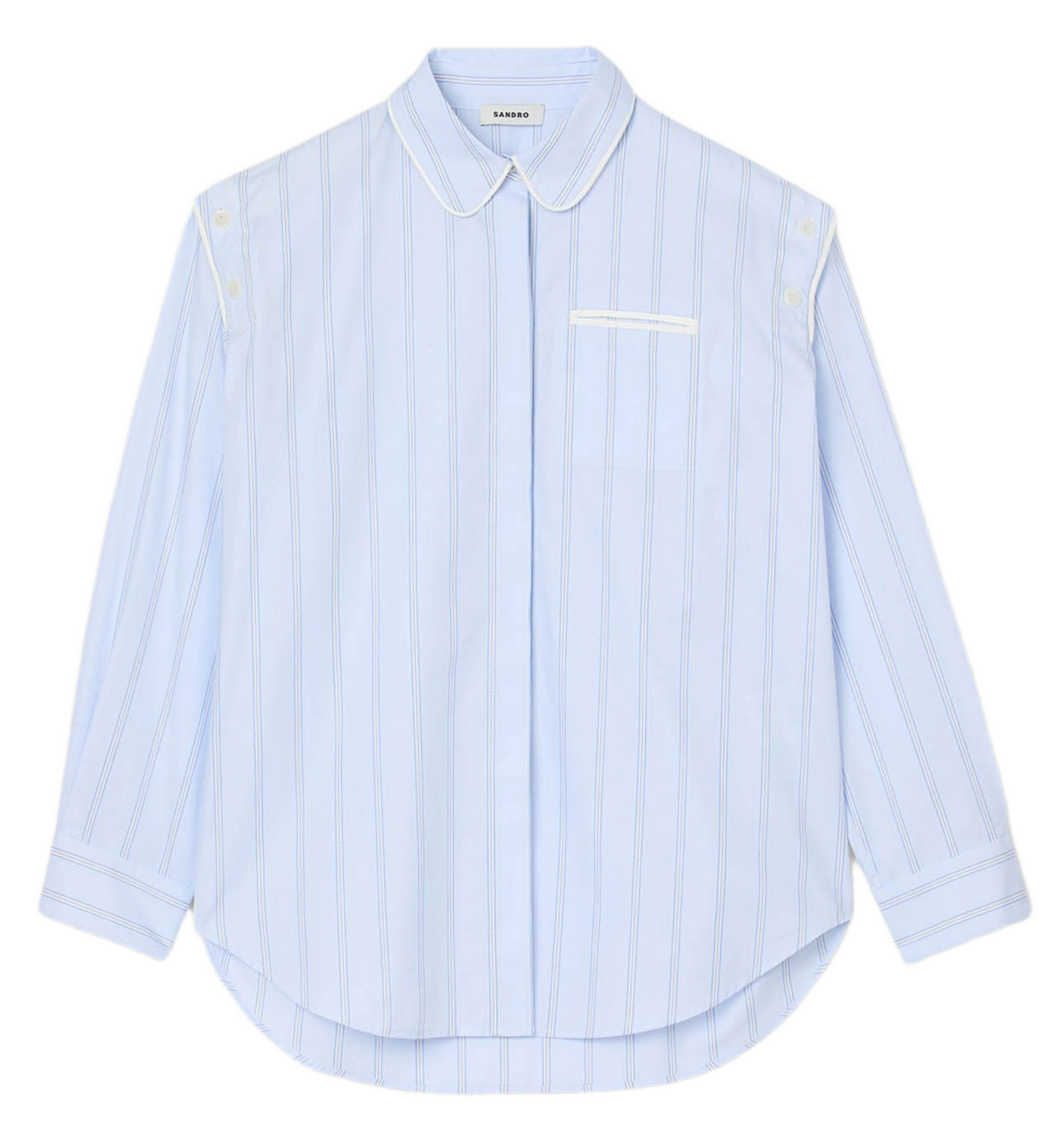 Chemise oversize col classique en coton rayé SANDRO Bleu