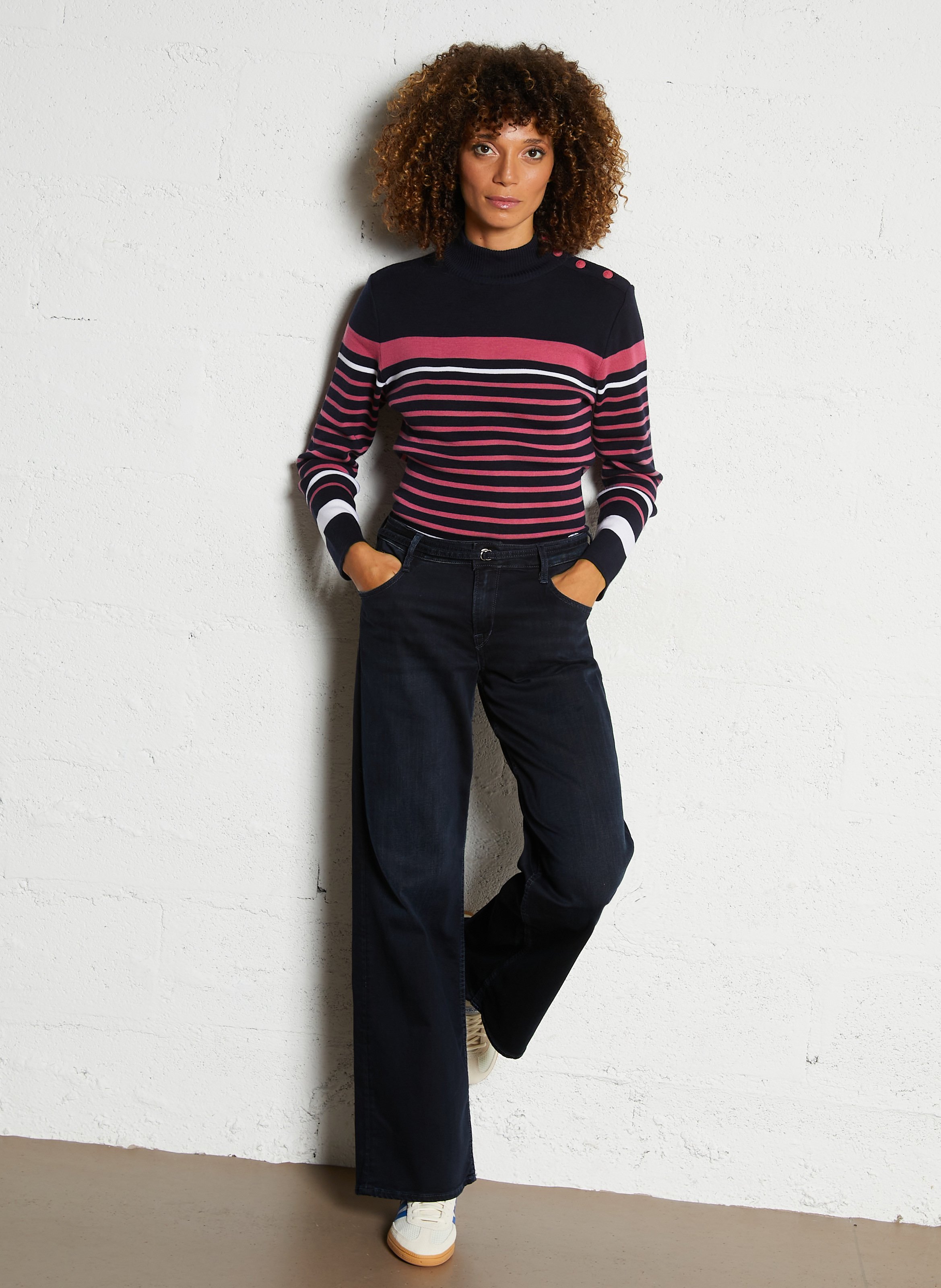 Pull marin col montant en laine ARMOR LUX Bleu