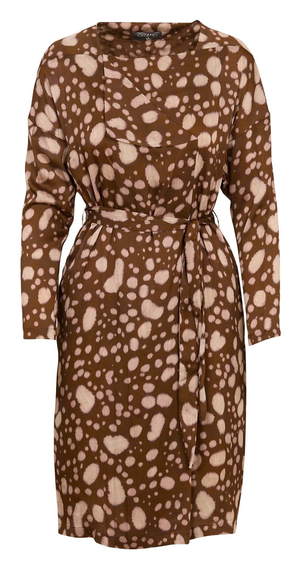 Robe courte imprimée ccol carré COTELAC Marron