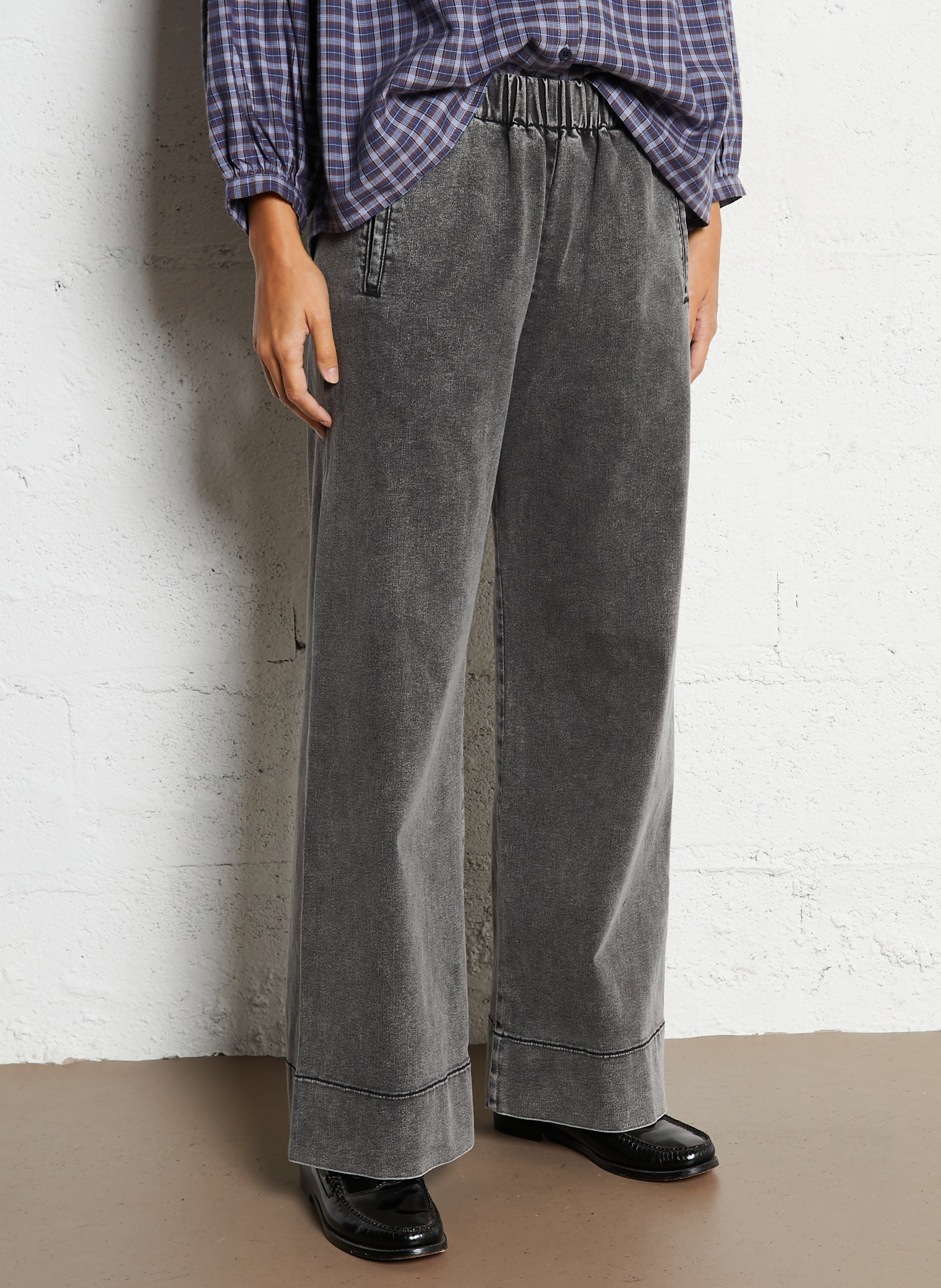 Jean large en denim de coton mélangé HOD PARIS Gris