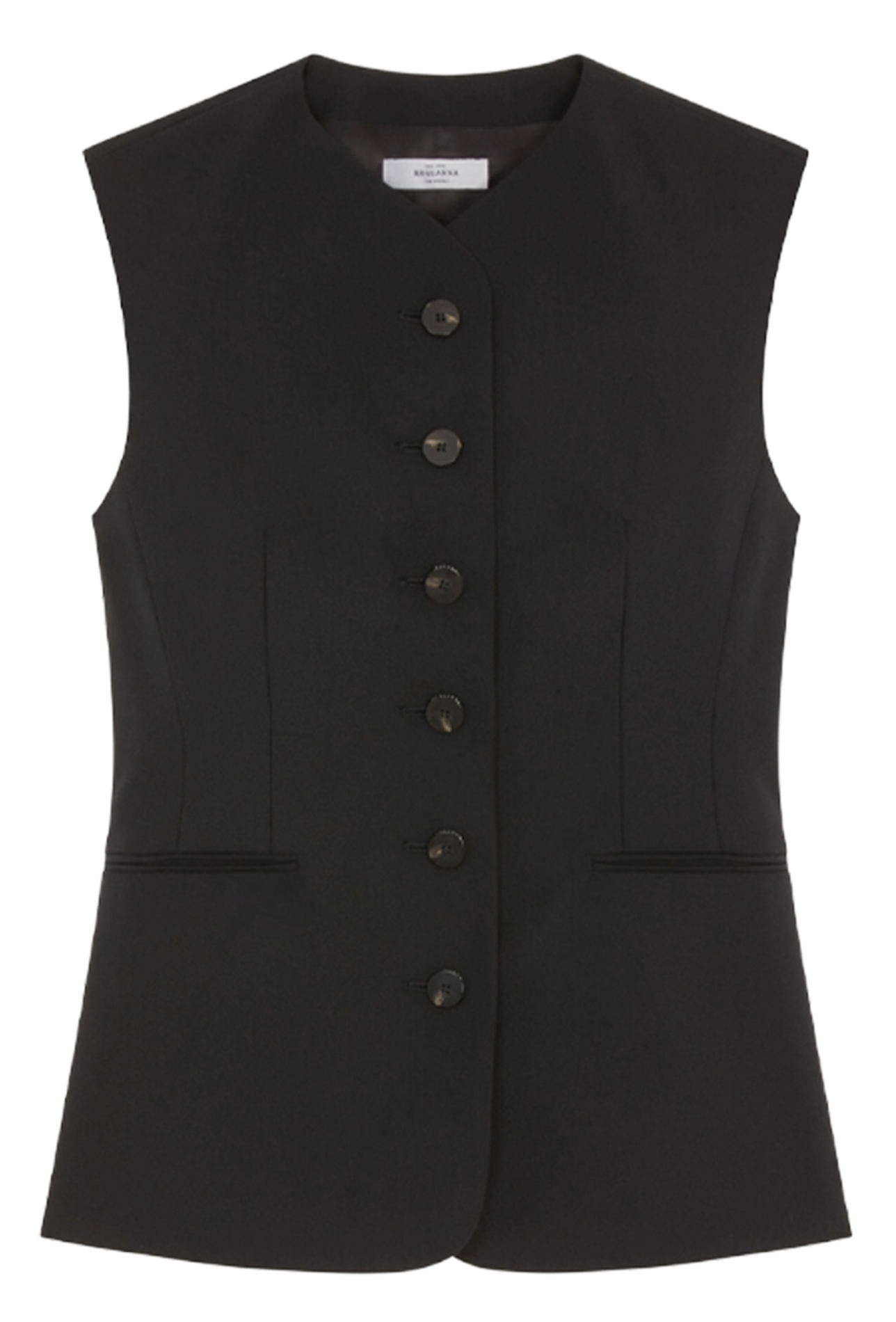 Gilet tailleur sans manches boutonné uni ROSEANNA Noir