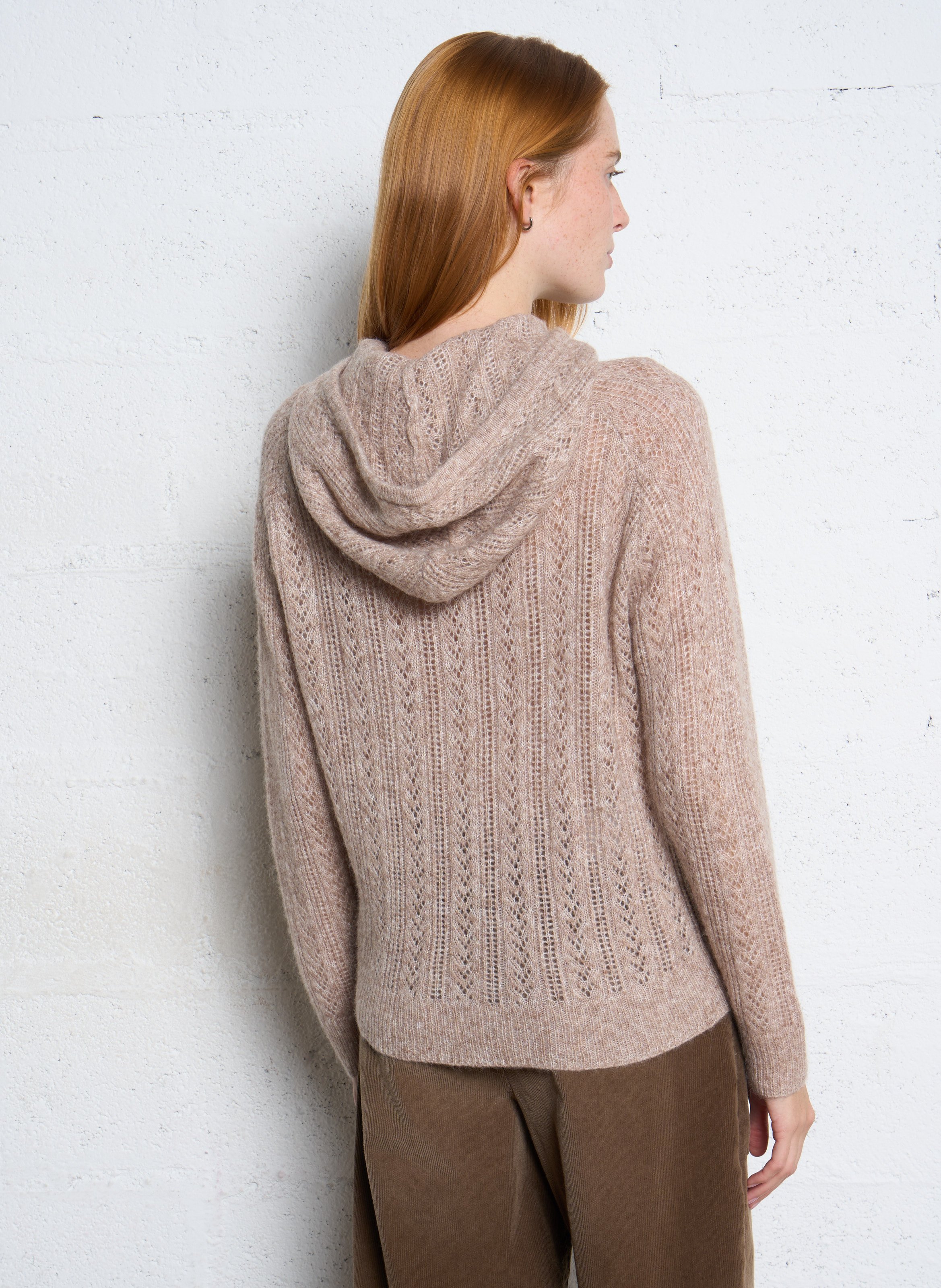 Straight wool blend hooded sweater SUD EXPRESS Brown