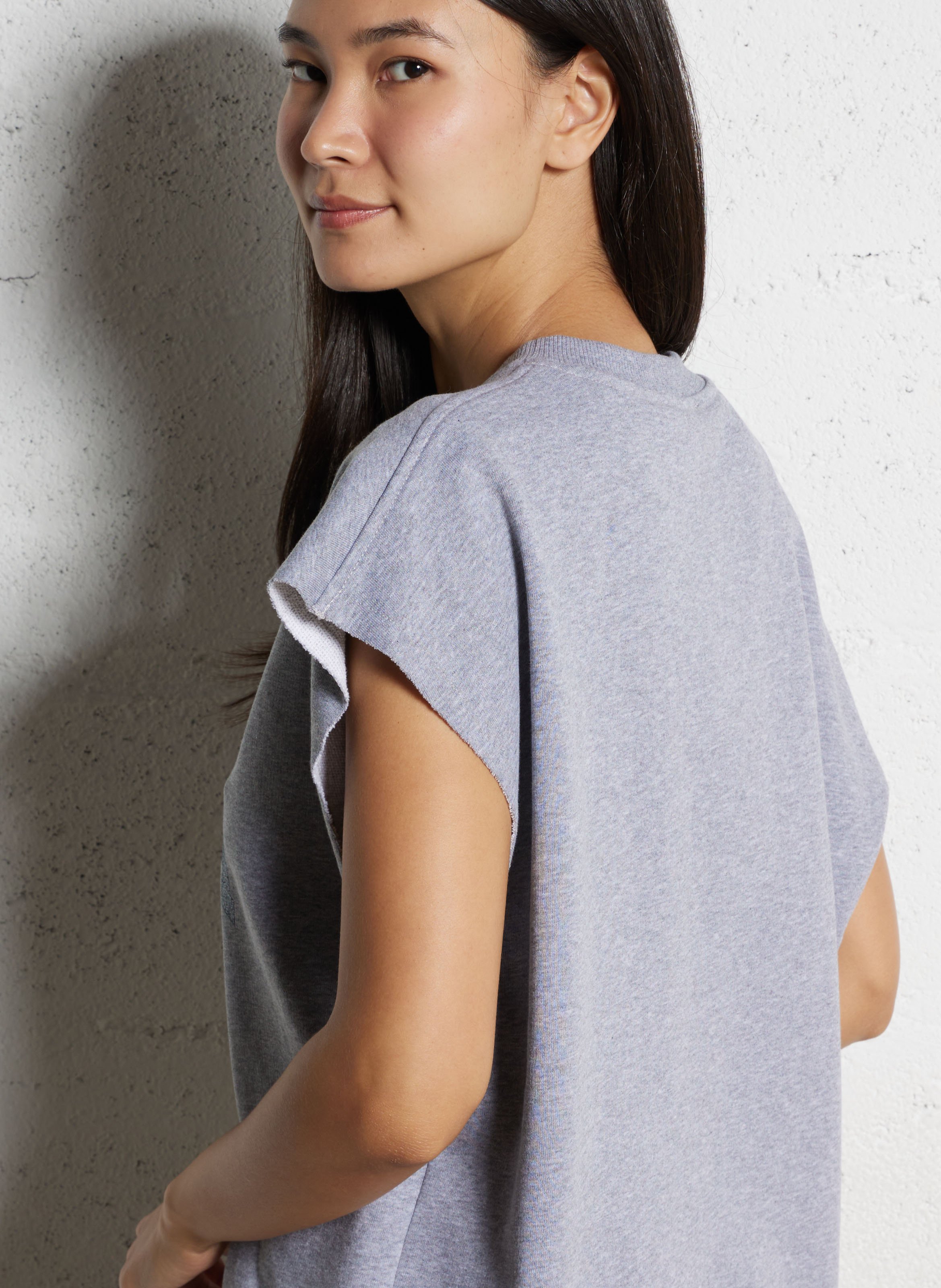 Sweat oversize col rond en coton PLEASE Gris