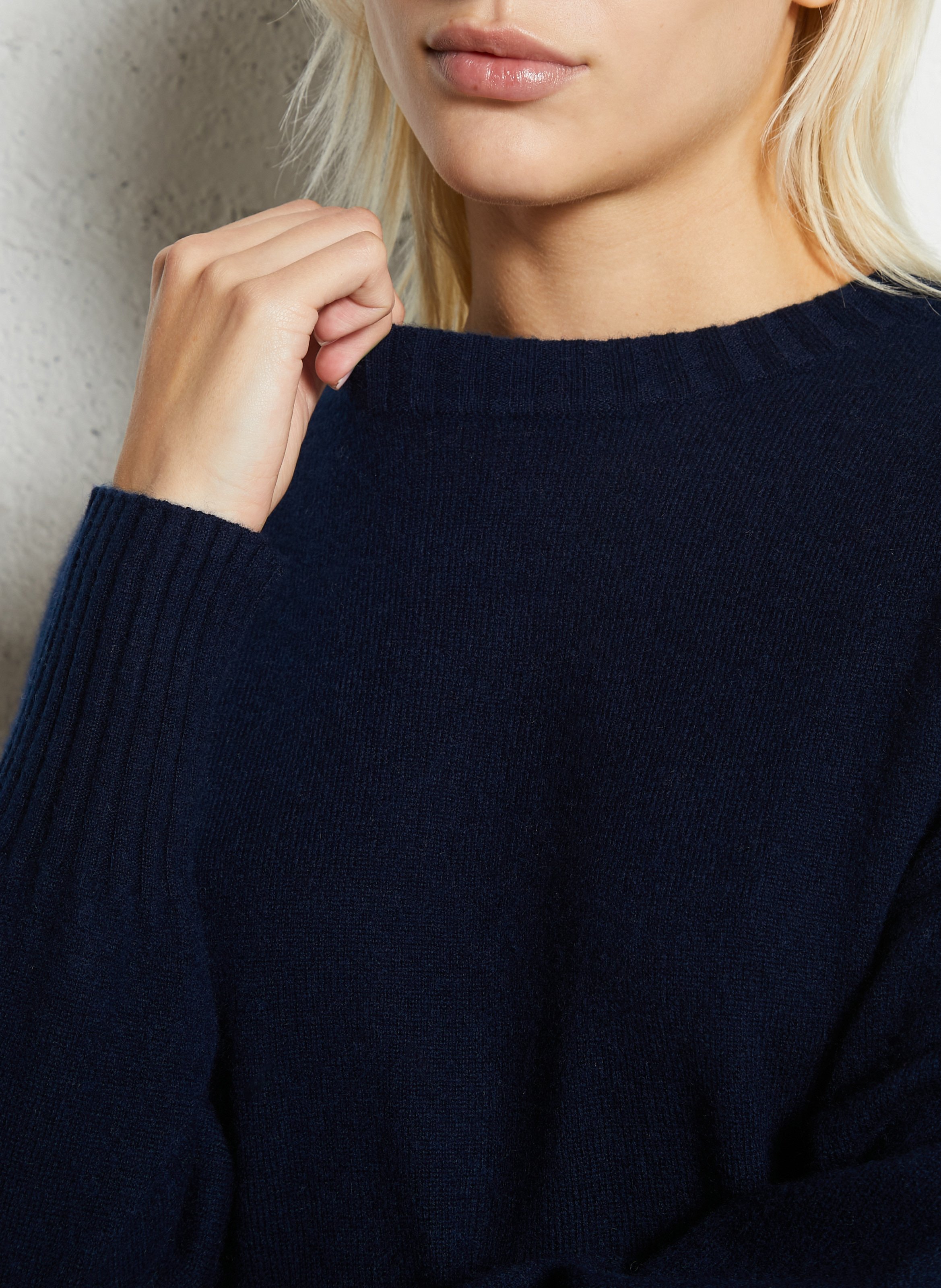 Pull oversize col rond en cachemire SUD EXPRESS Bleu