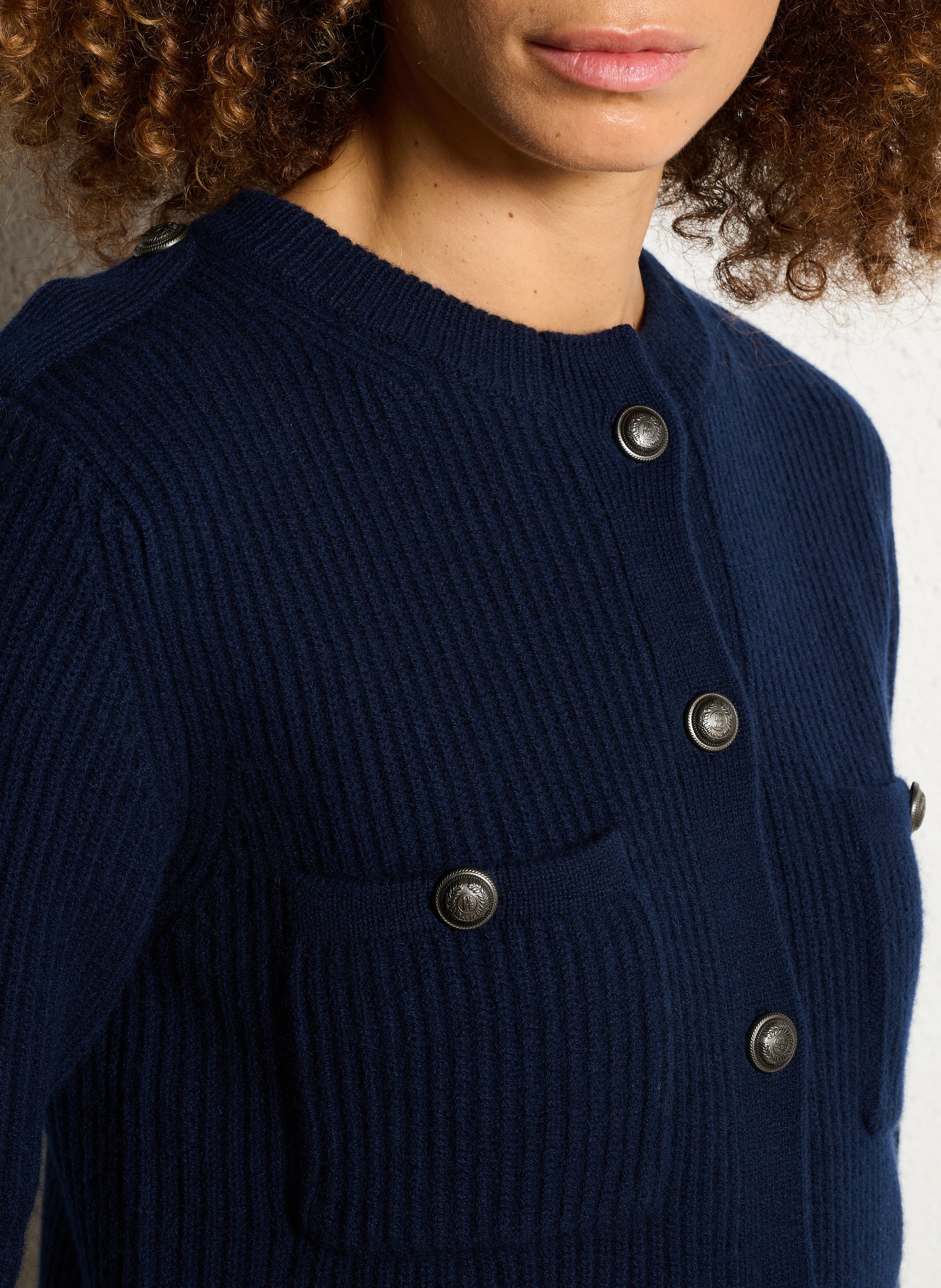 Gilet en laine col rond  IKKS Bleu