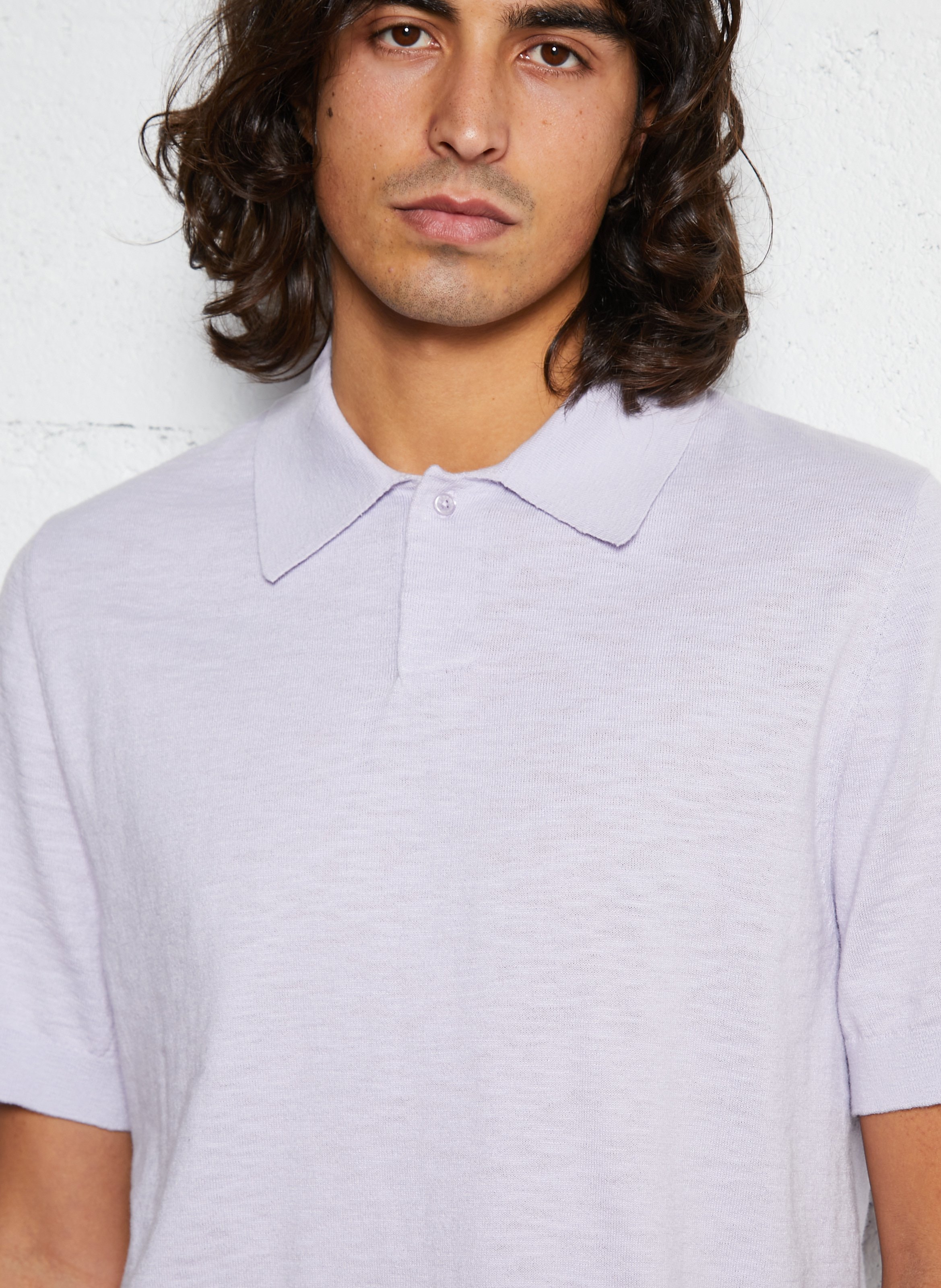 Short-sleeved polo in flamed knit IKKS Purple