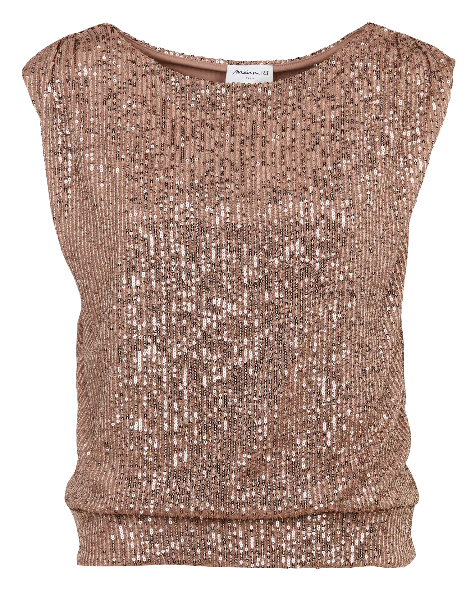 Top fluide sans manches sequins MAISON 123 Marron