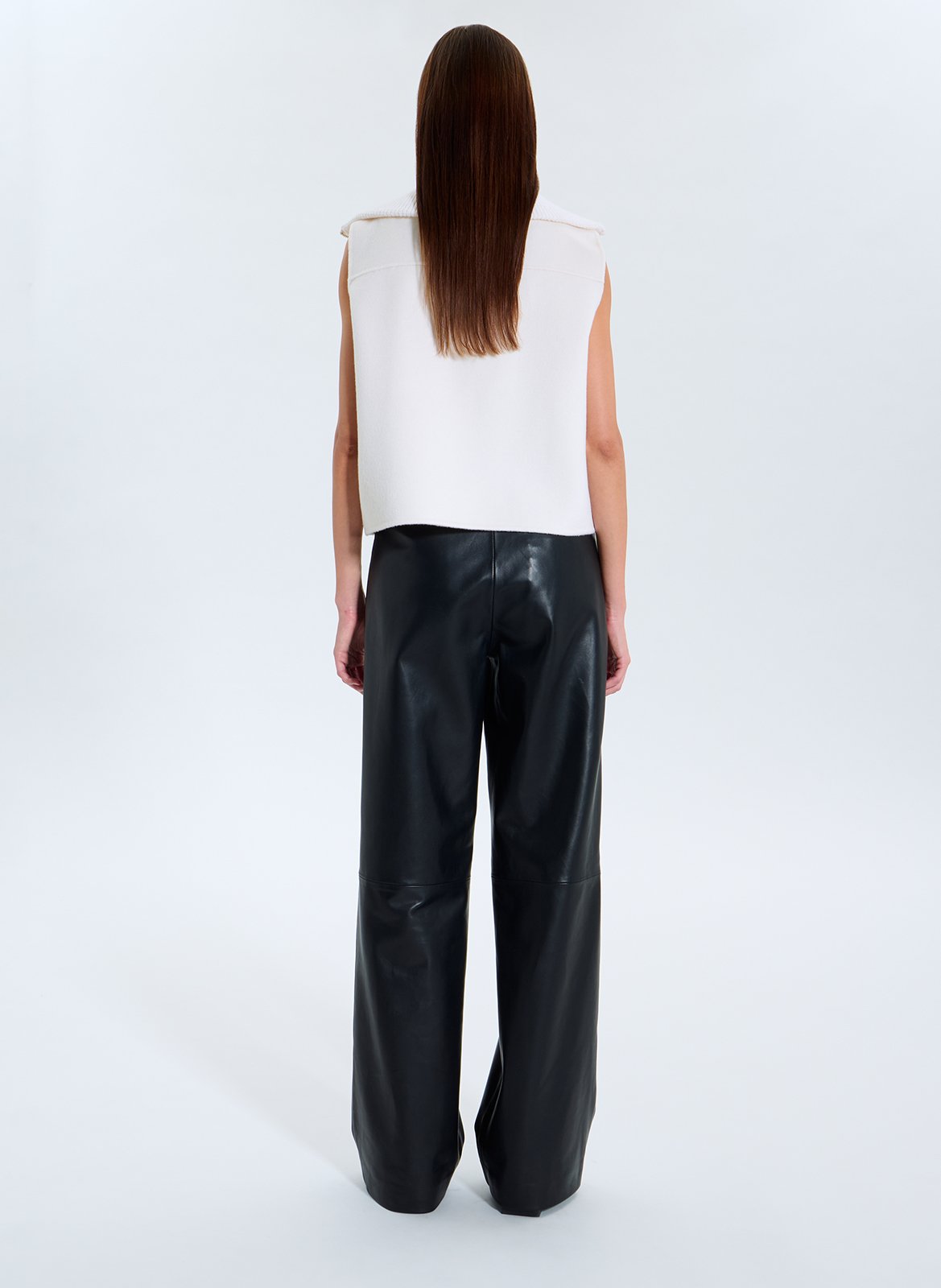 Straight zip-up wool blend vest ZAPA White