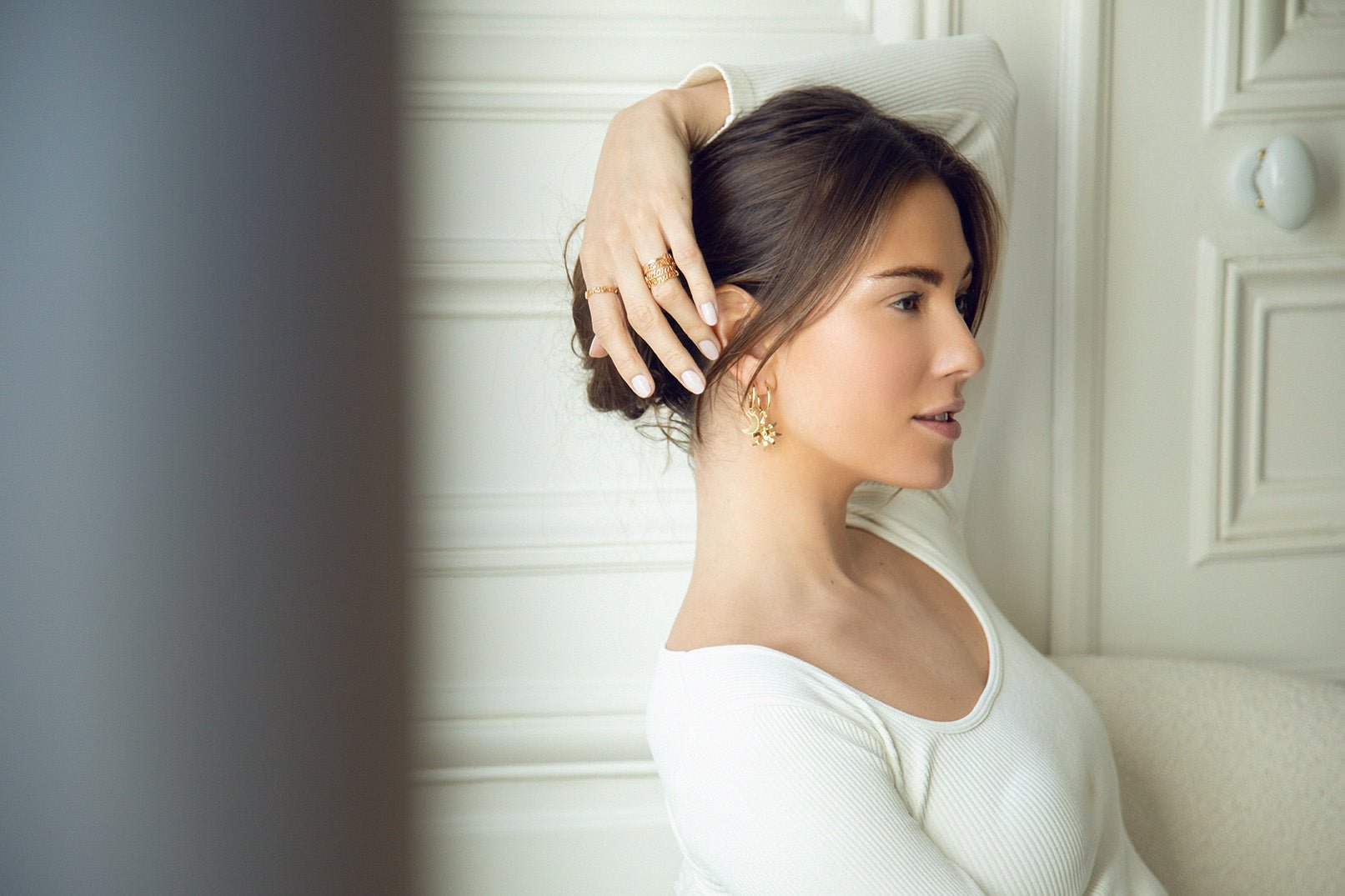 Mini gold-plated sun hoop earrings MONSIEUR SIMONE Golden