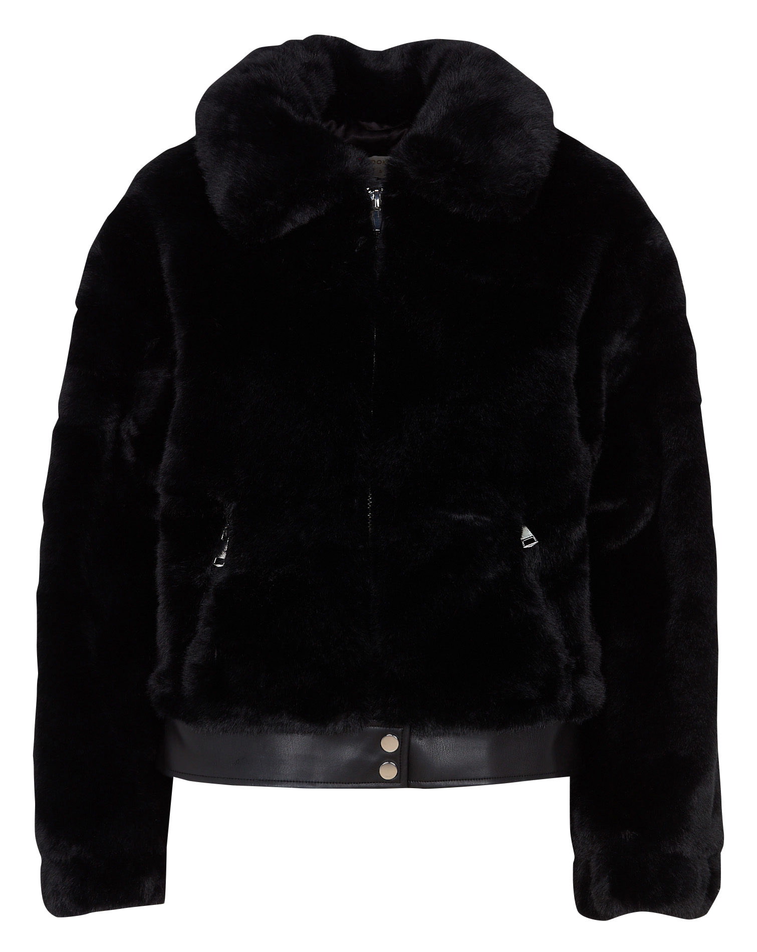 Chaqueta corta de imitación de piel lisa KOOKAI Negro