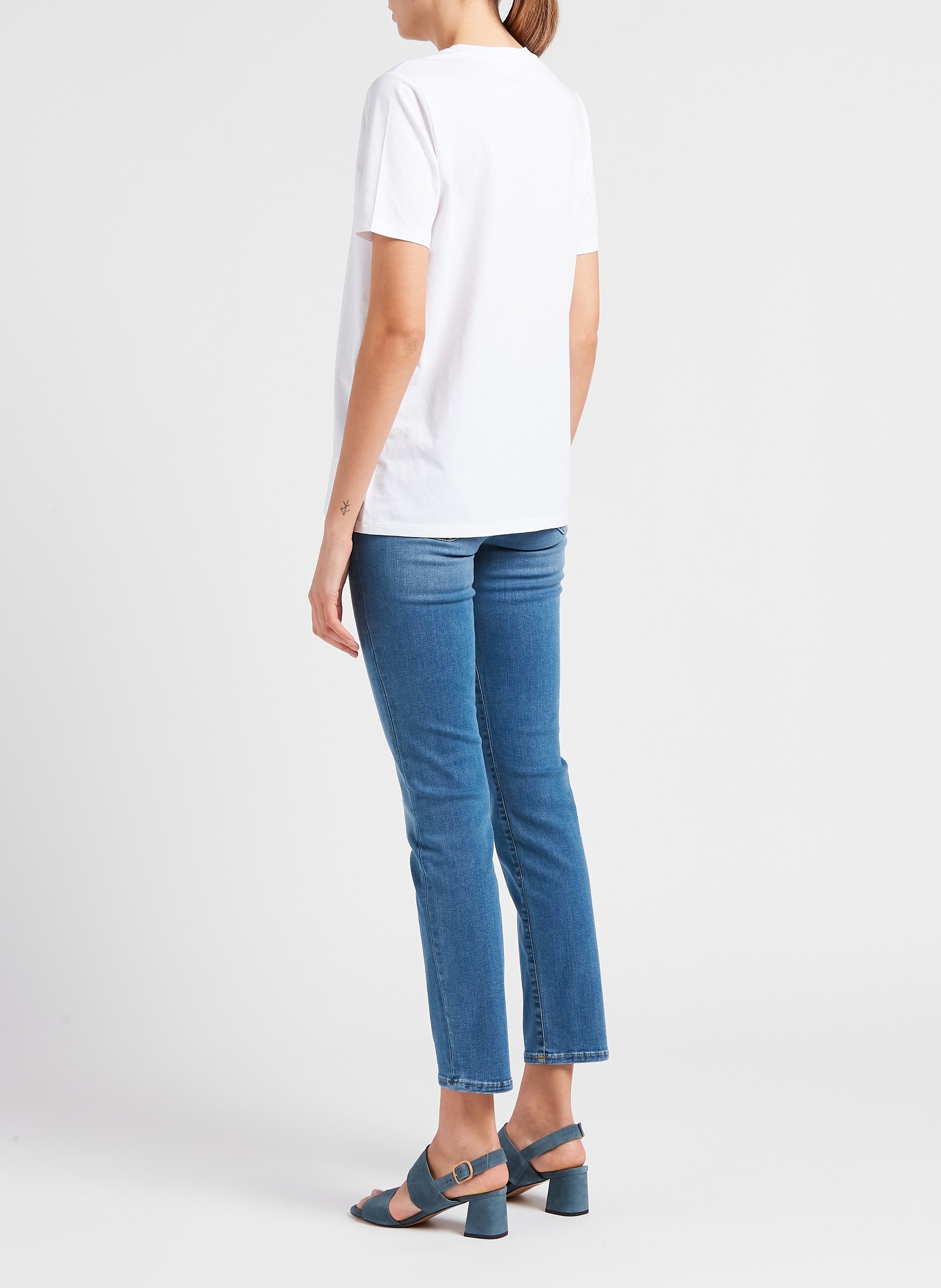 Tee shirt col rond à logo en coton bio MICHAEL KORS Blanc