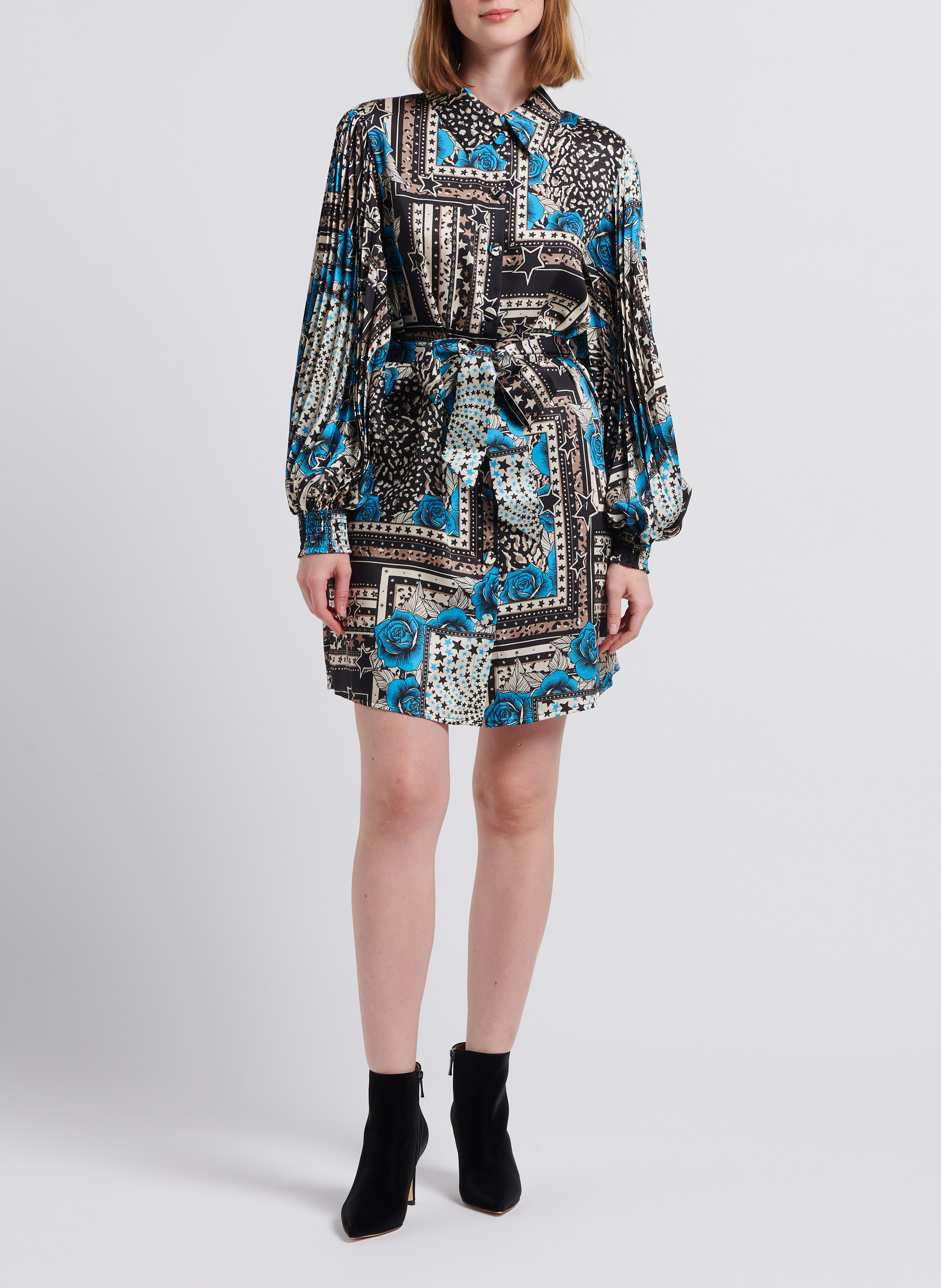 Straight-cut printed shirt dress TWINSET Blue