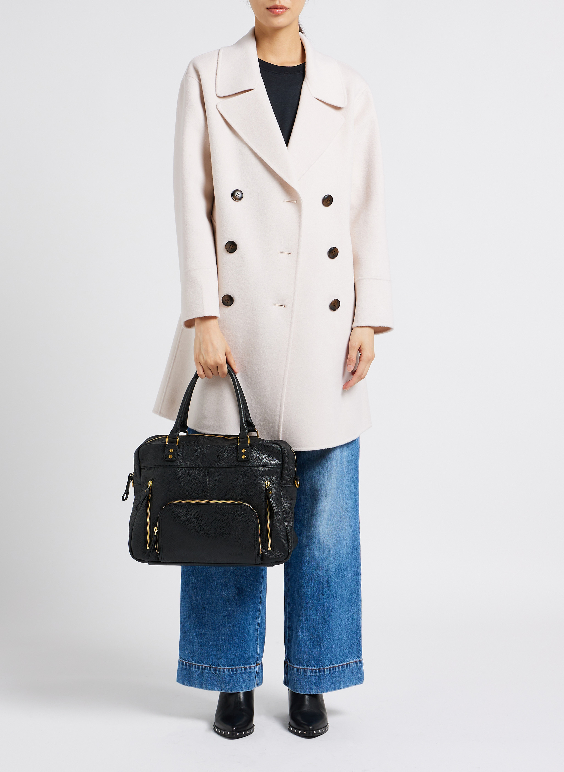 Leren draagtas met meerdere vakken NAT & NIN Zwart