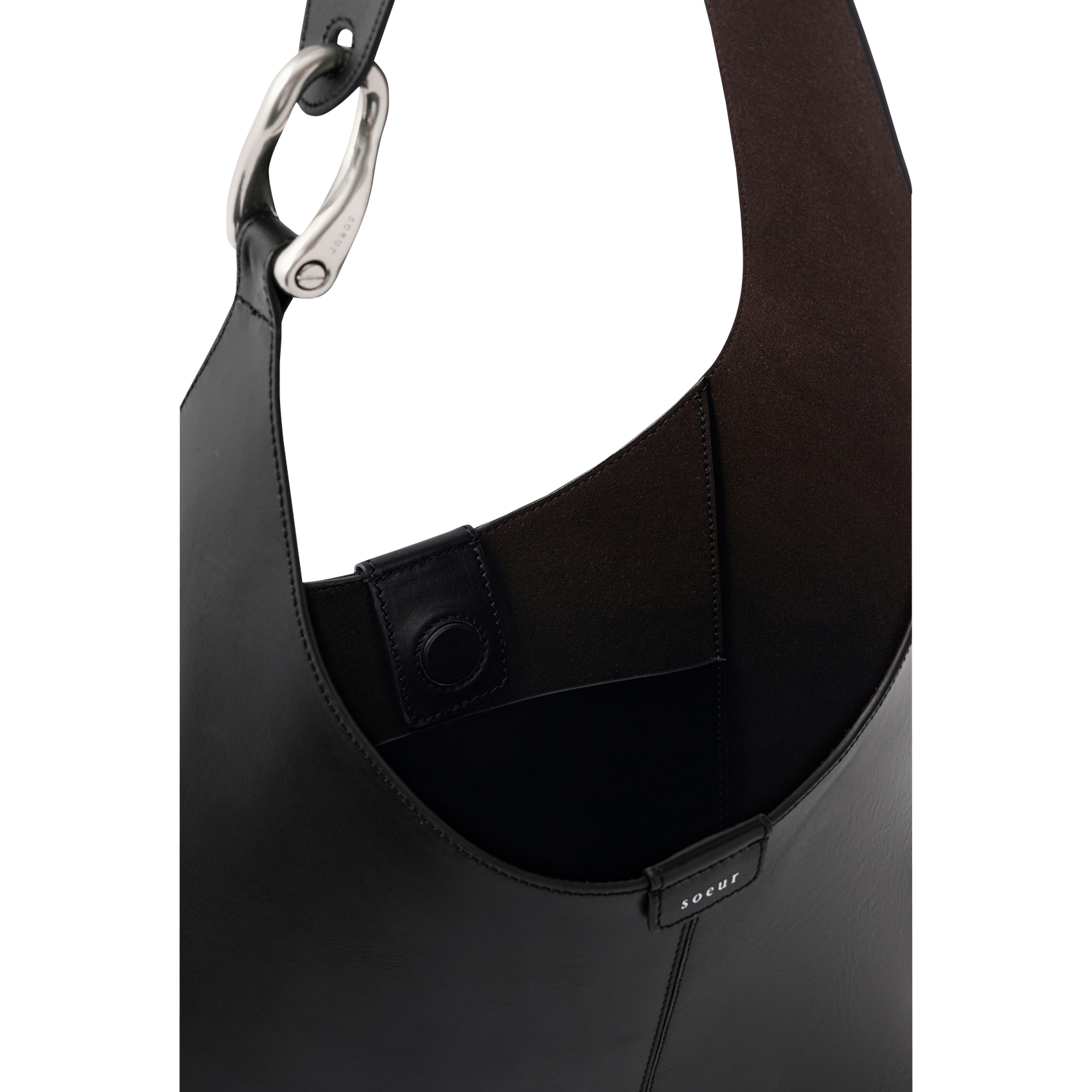 Sac porté épaule en cuir SOEUR Noir