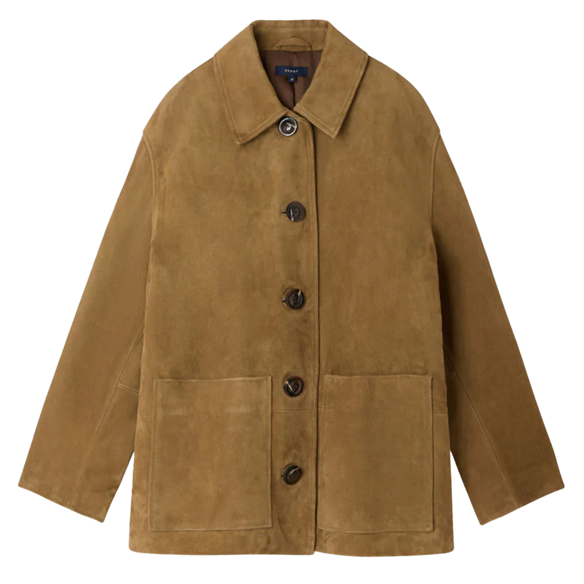 <p>Oversize Knopfmantel aus Wildleder</p> SOEUR Beige