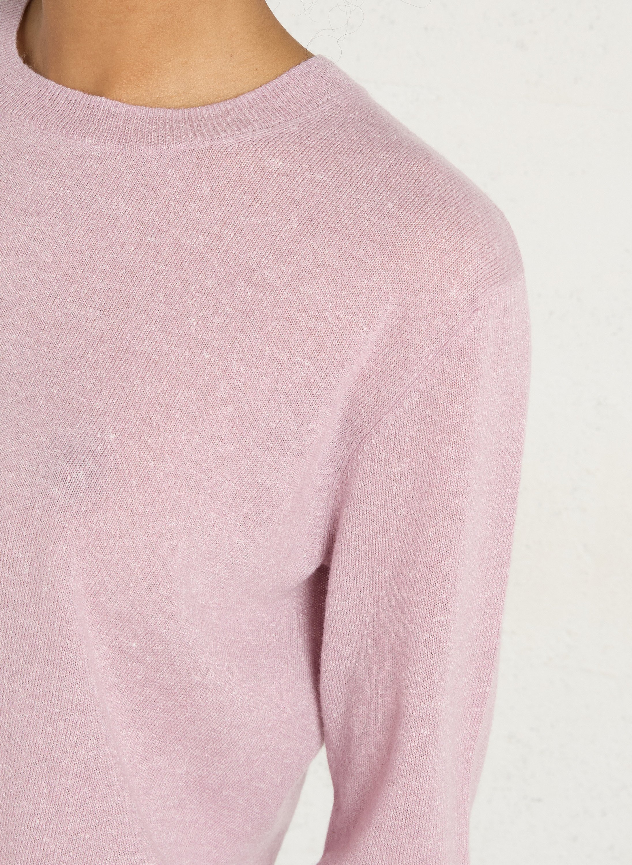 Solid cashmere and linen straight fit sweater MAISON 123 Purple