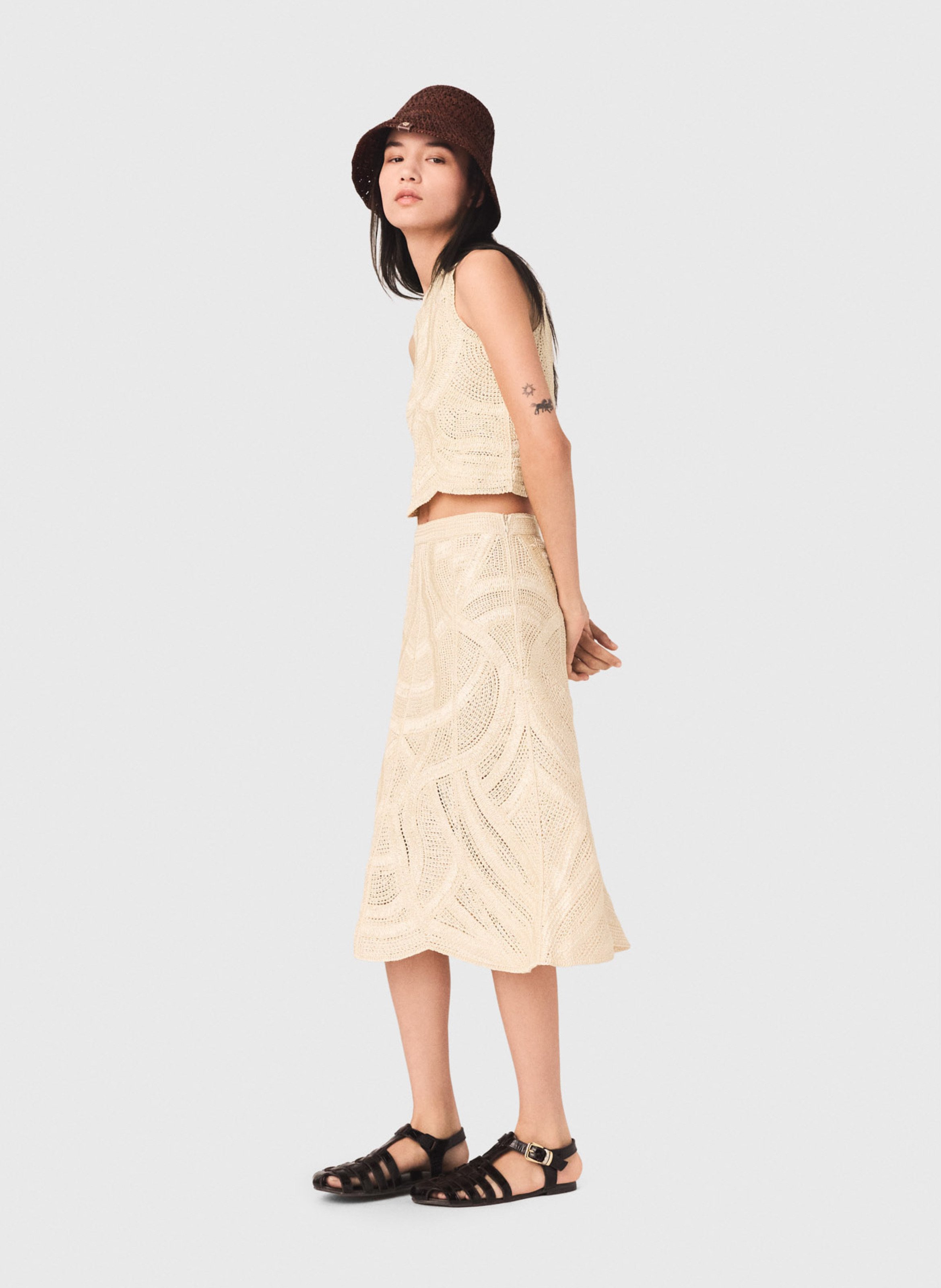 Knitted flared midi skirt MAJE Beige