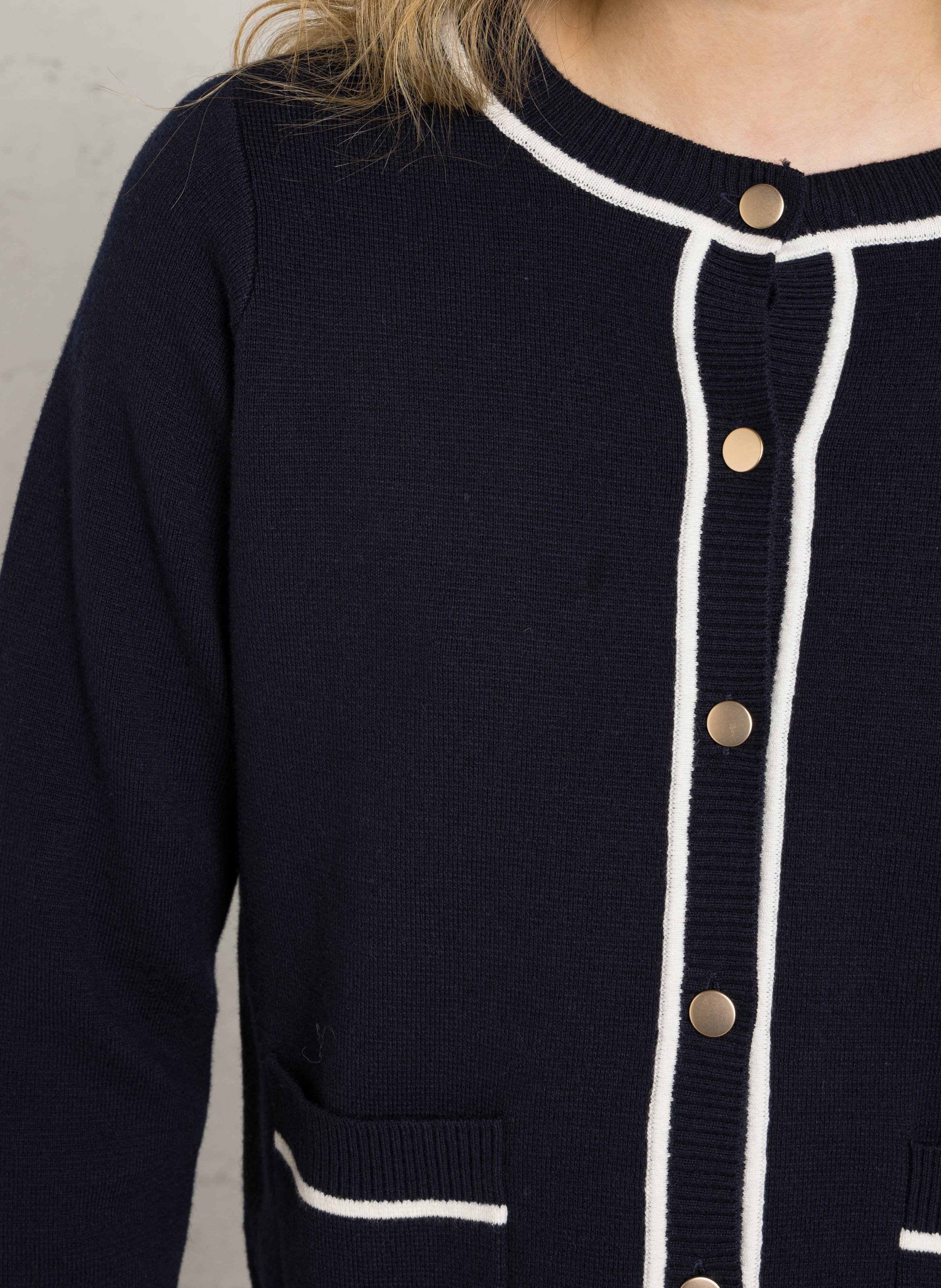 Straight round neck vest in cotton and wool SUD EXPRESS Blue