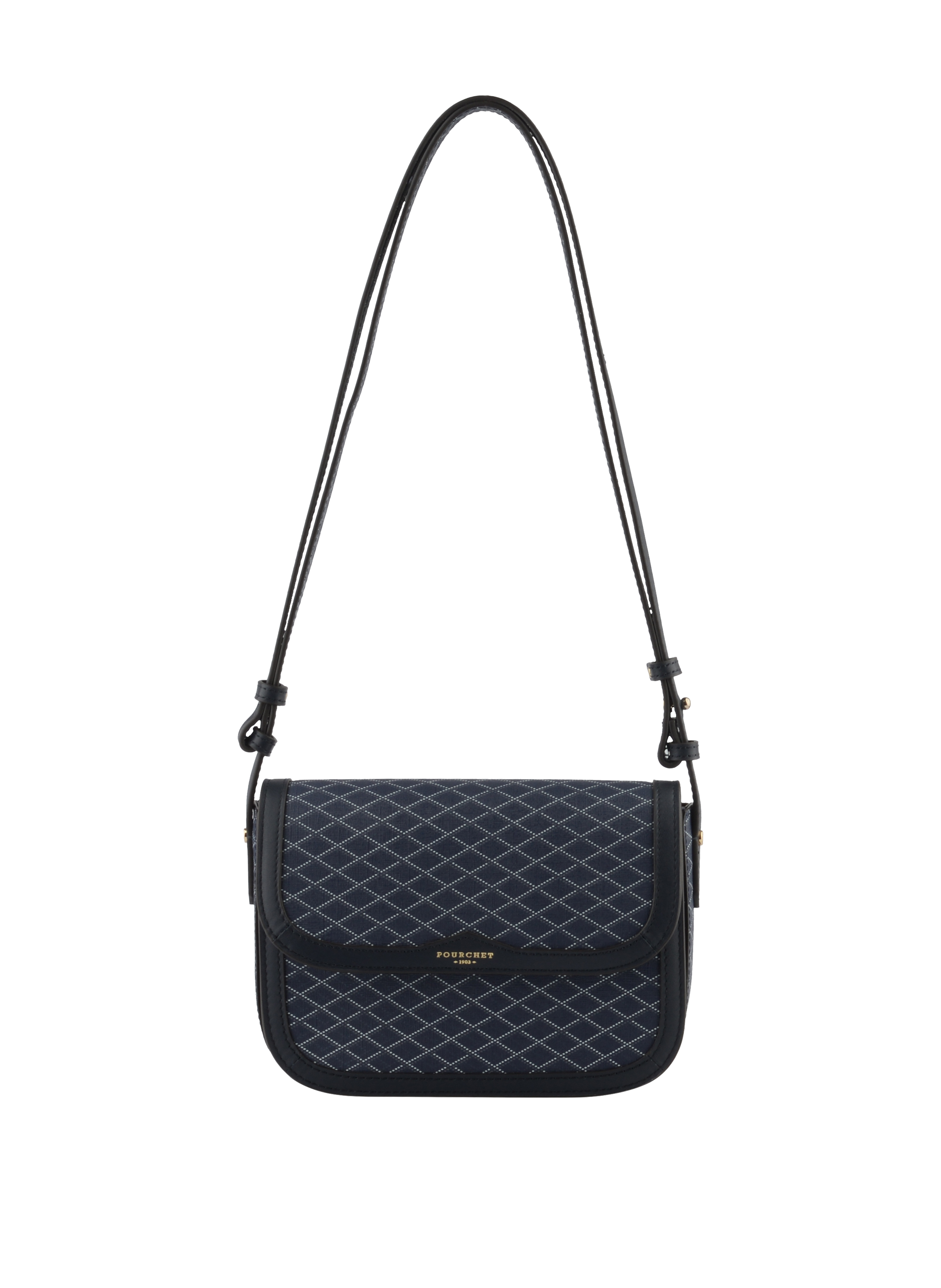 Coated canvas shoulder bag POURCHET