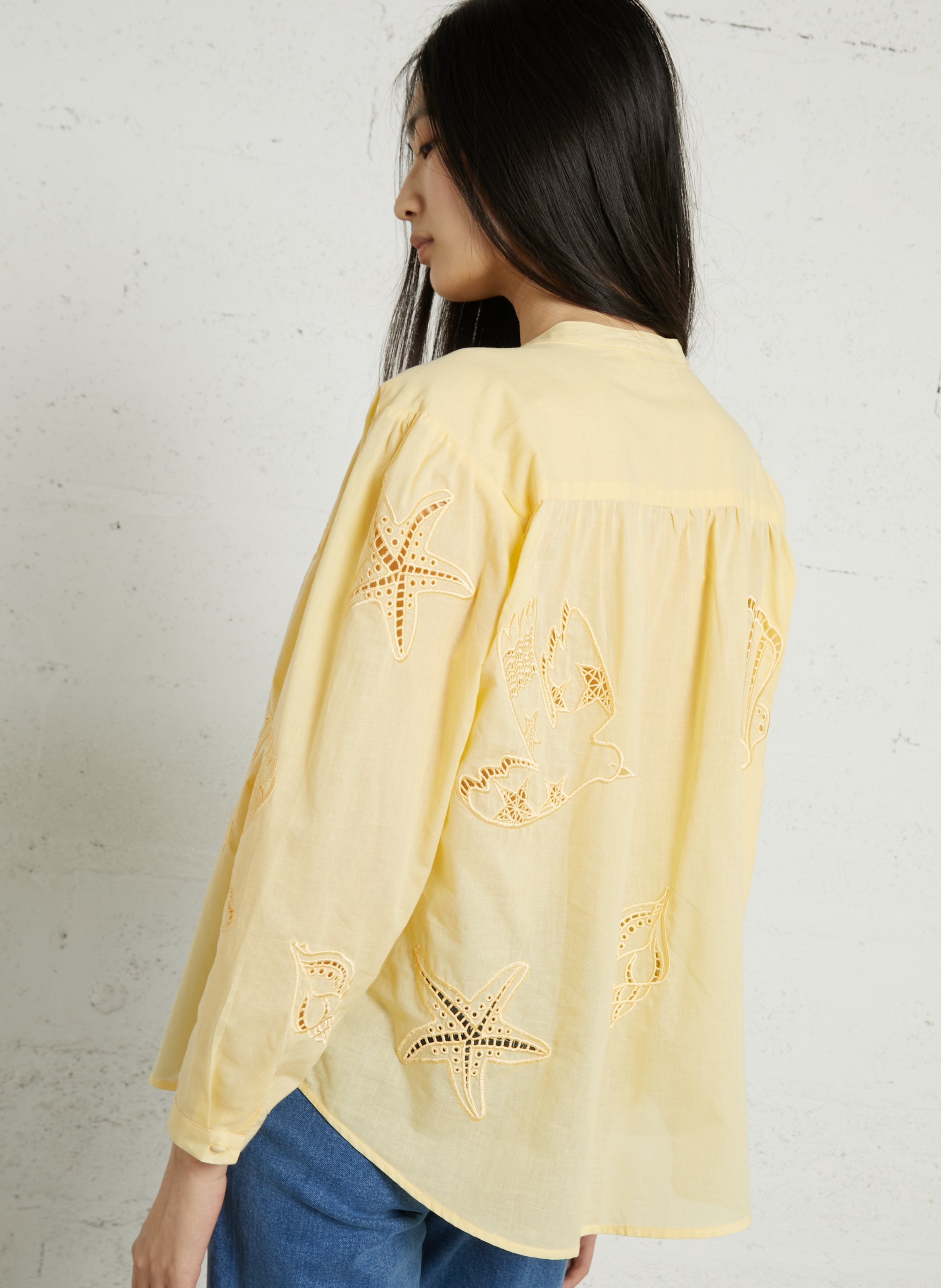 Blouse col V en coton LA PETITE ETOILE Jaune