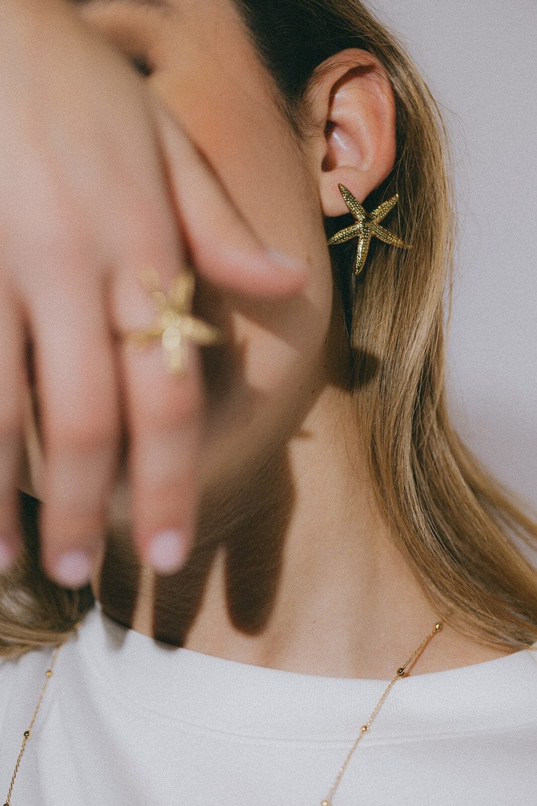 Large star stud earrings silver-plated MONSIEUR SIMONE Golden