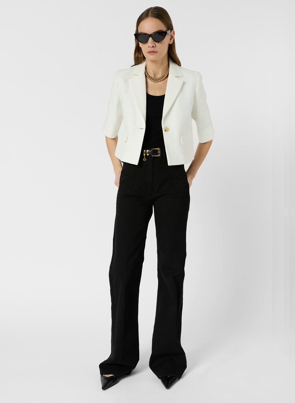 Recht, katoenen jasje met reverskraag GERARD DAREL Wit